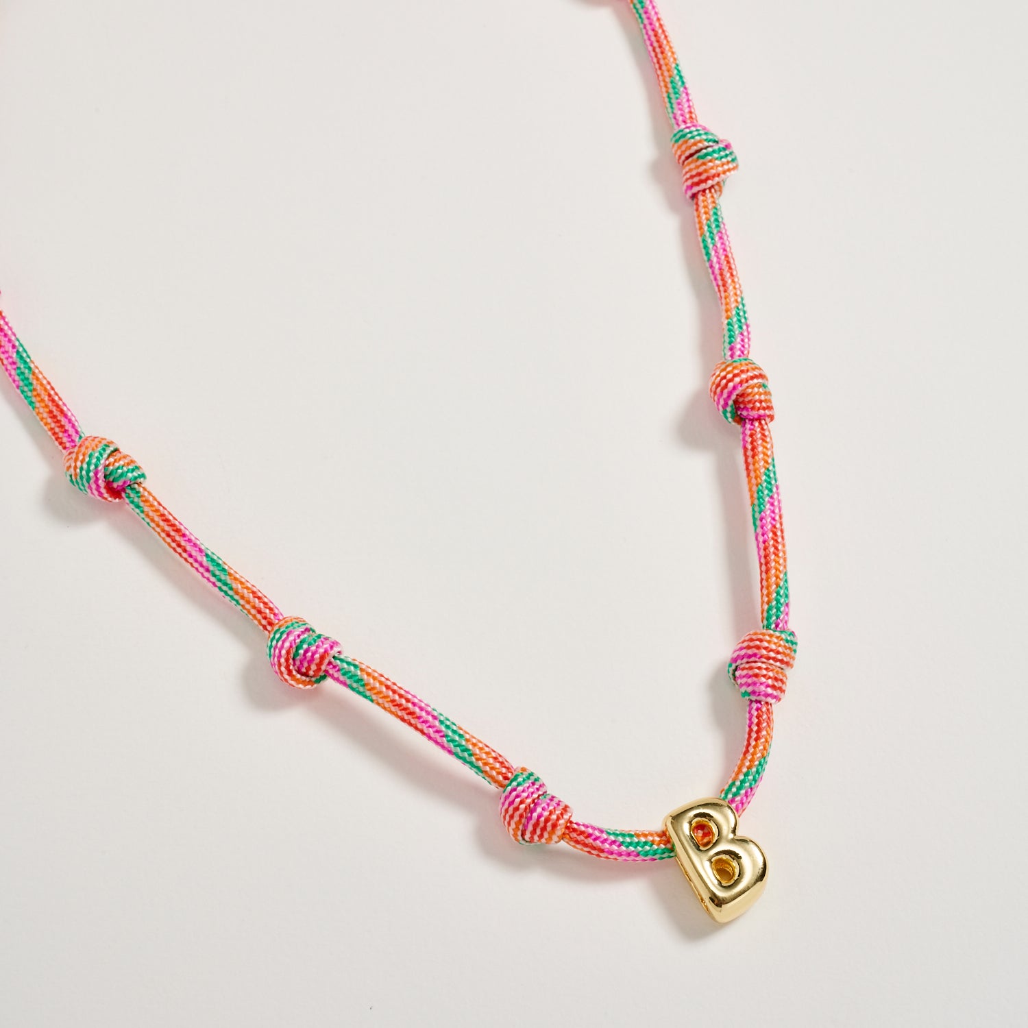 Colorful Knotted Cord Initial Necklace – Gold Letter Charm Adjustable Friendship Necklace - Frem