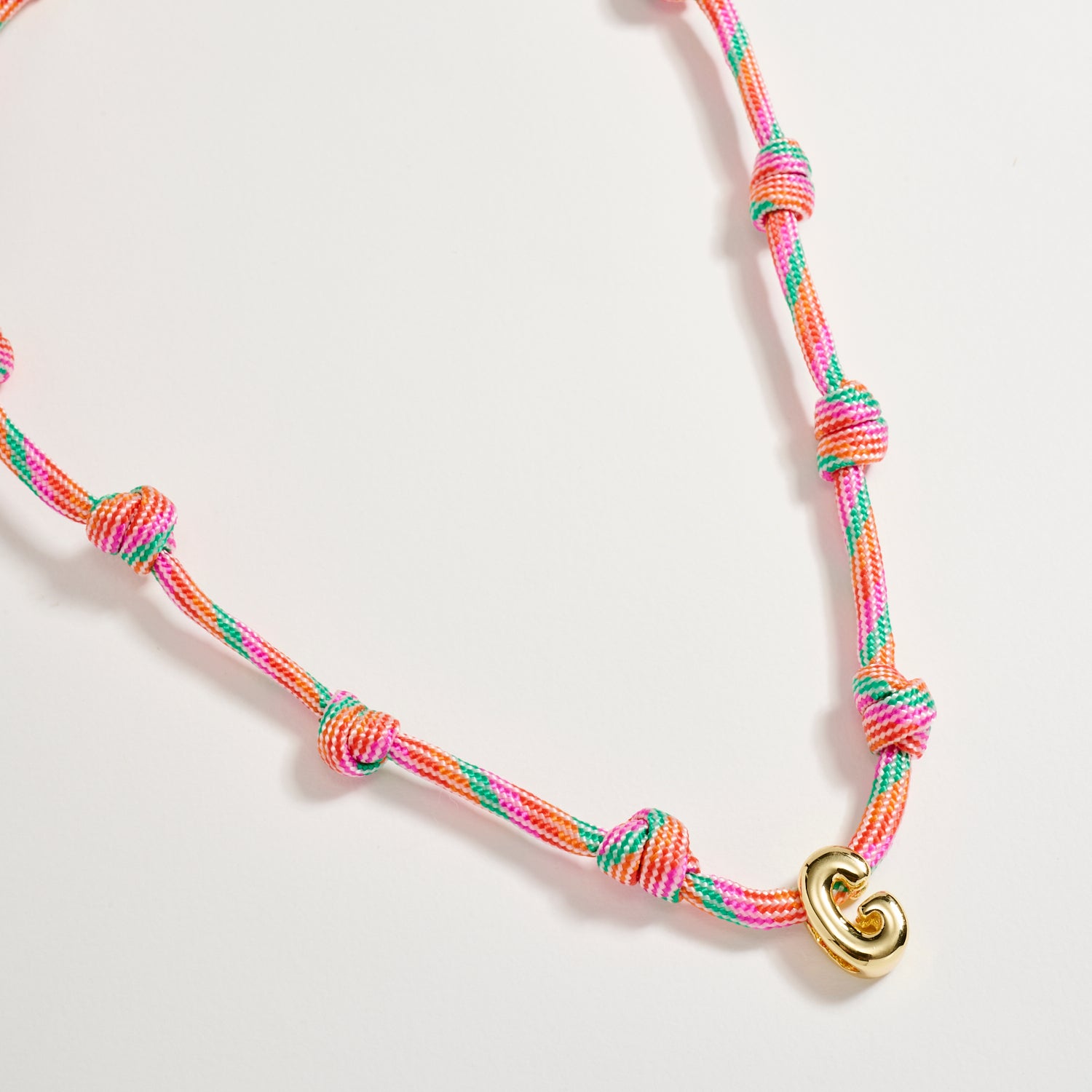 Colorful Knotted Cord Initial Necklace – Gold Letter Charm Adjustable Friendship Necklace - Frem