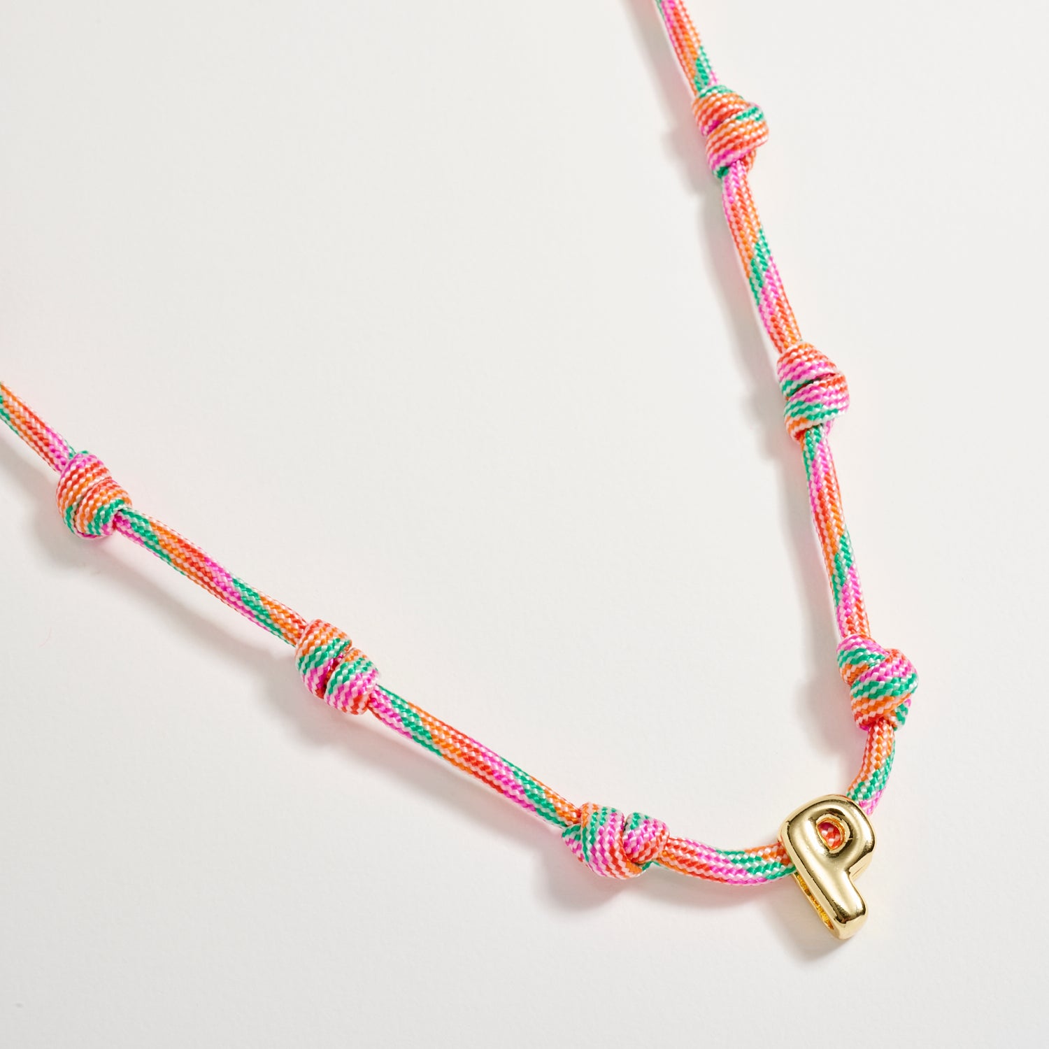 Colorful Knotted Cord Initial Necklace – Gold Letter Charm Adjustable Friendship Necklace - Frem