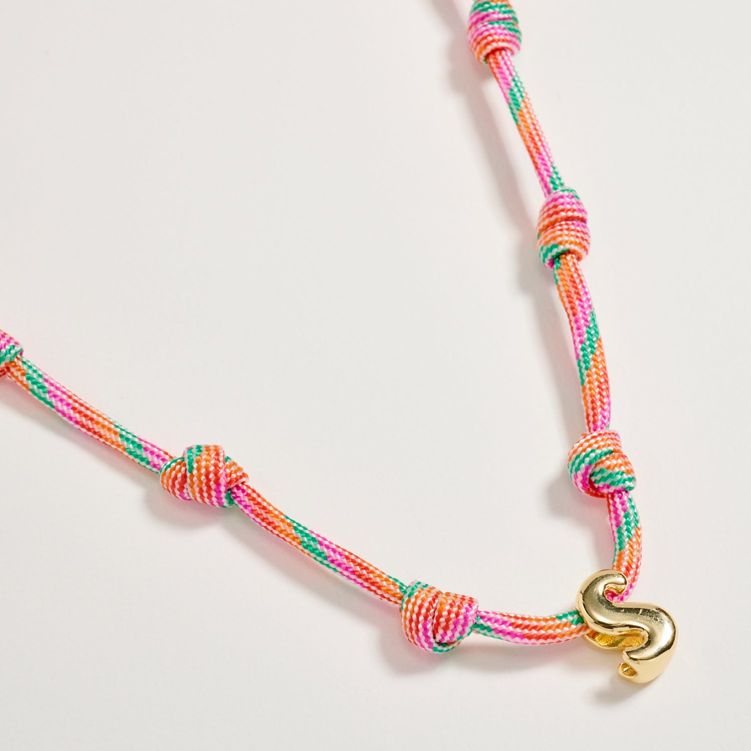 Colorful Knotted Cord Initial Necklace – Gold Letter Charm Adjustable Friendship Necklace - Frem