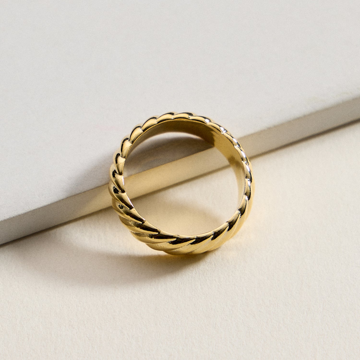 18K Gold Filled Twisted Rope Band Ring | Vintage Textured Statement Ring Made in Korea