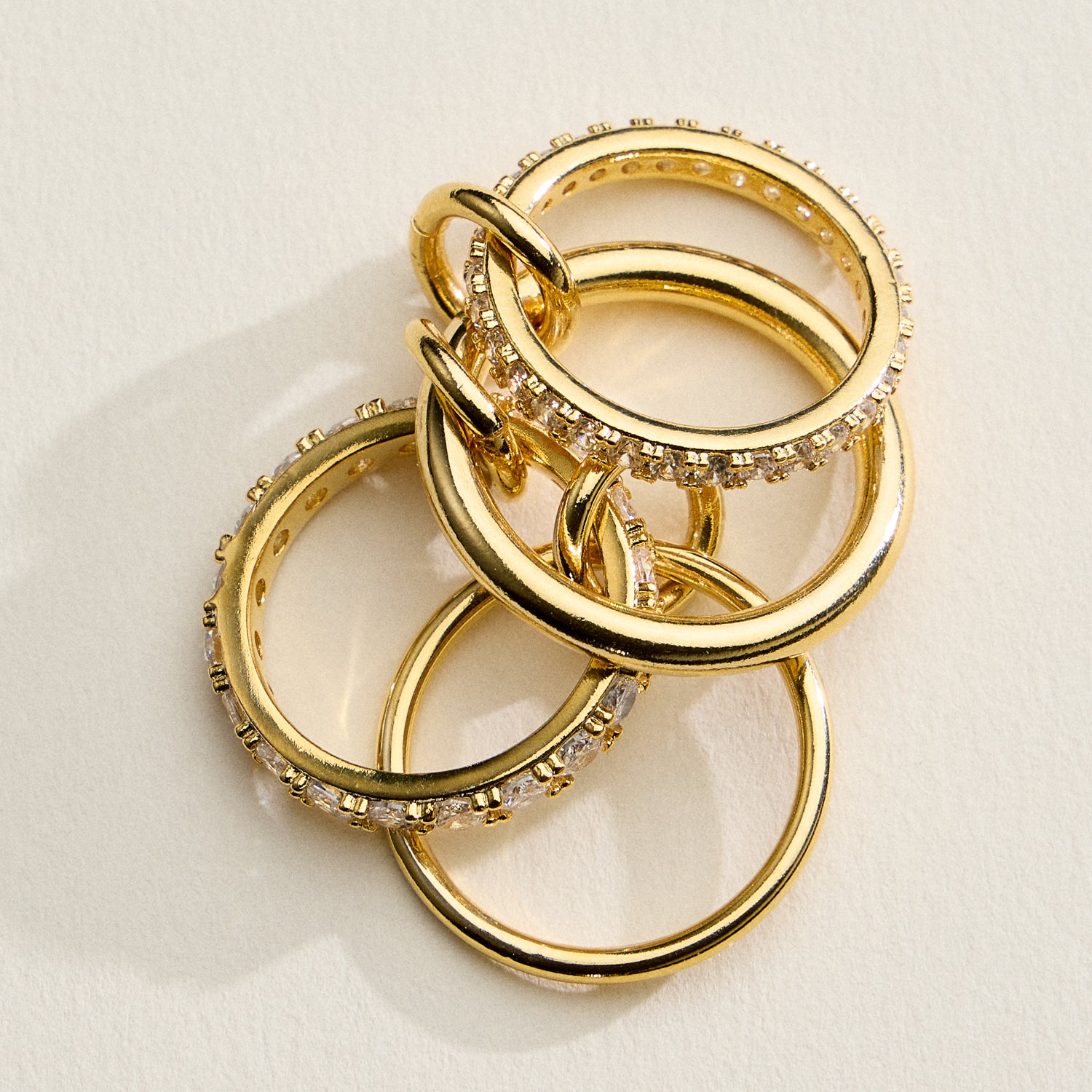 18K Gold Filled Adjustable Ring Gold Filled CZ Interlocking Ring Set | Multi Ring Stack Statement Band – Made in Korea