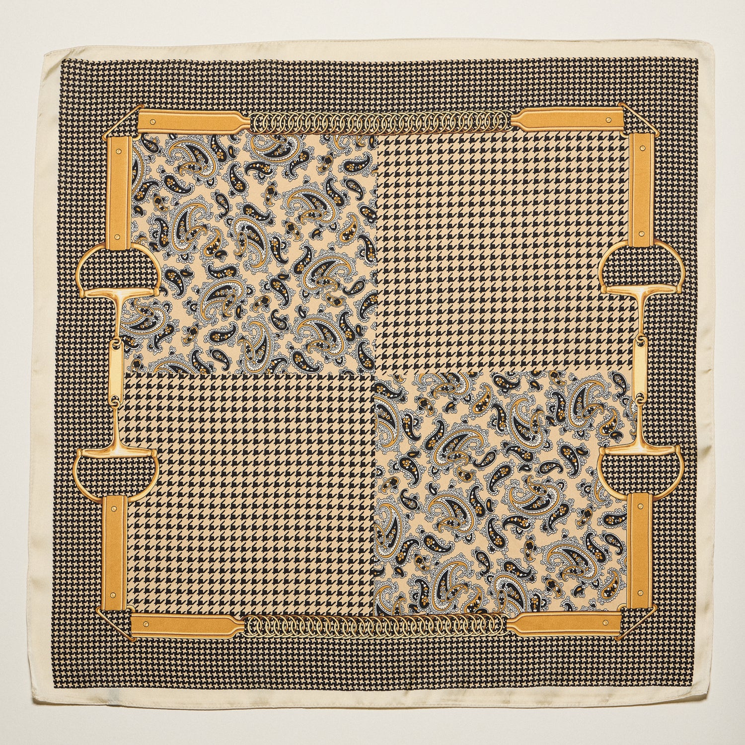 Vintage Chain & Paisley Print Square Scarf