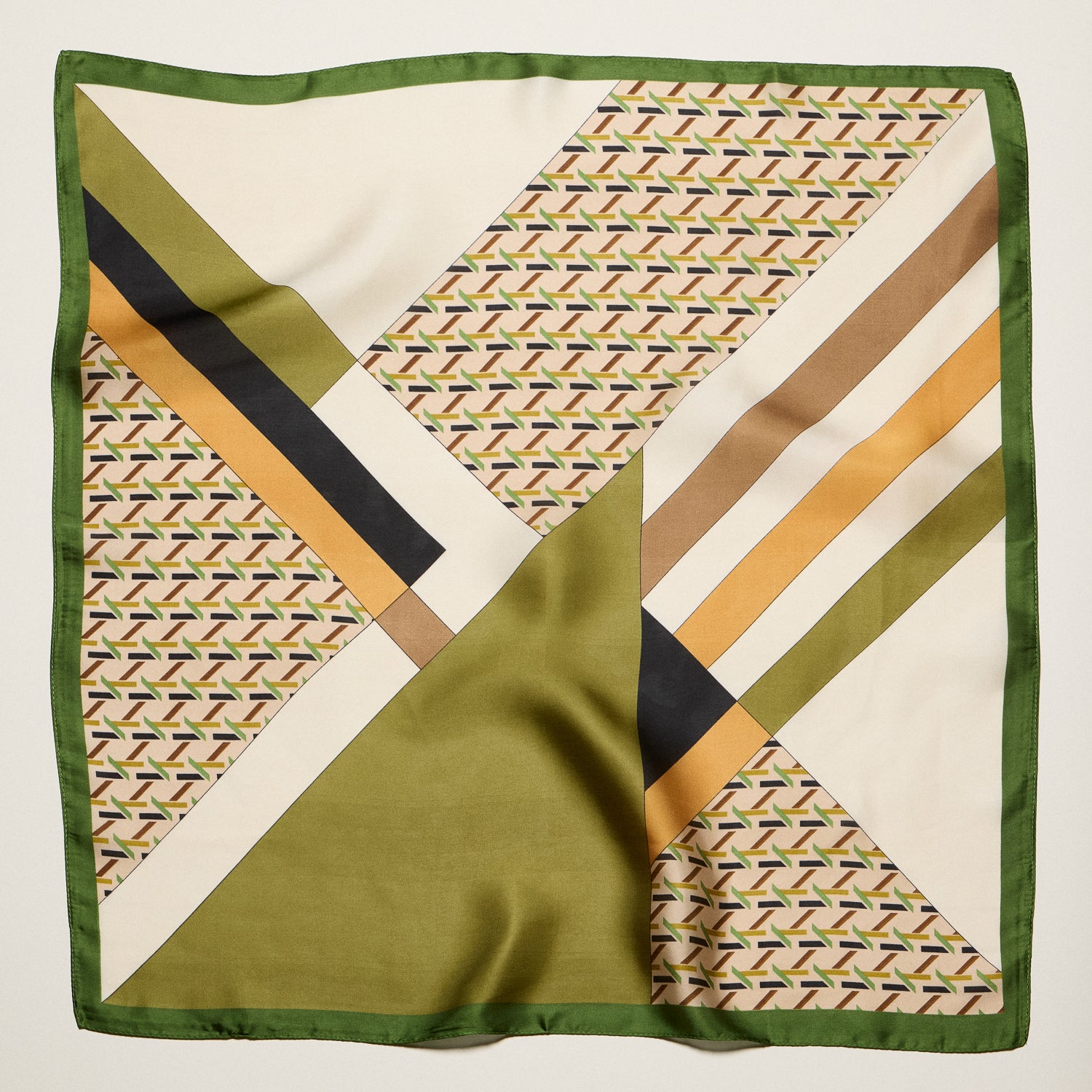 Geometric Square Scarf | Modern Abstract Print with Contrast Border