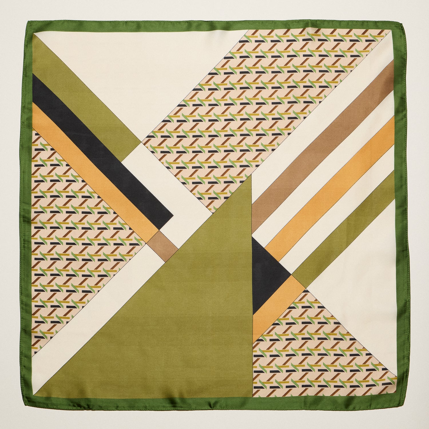 Geometric Square Scarf – Modern Abstract Print with Contrast Border