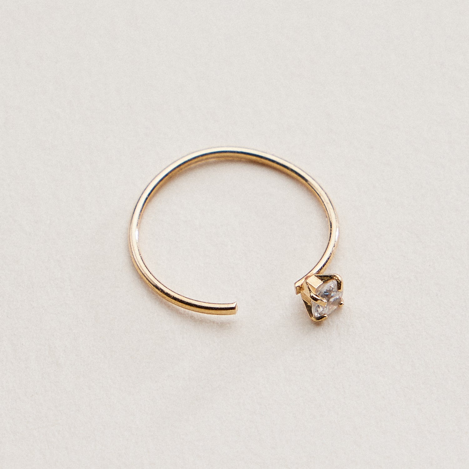 Gold Dipped CZ Solitaire Nose Hoop | Crystal Nose Ring