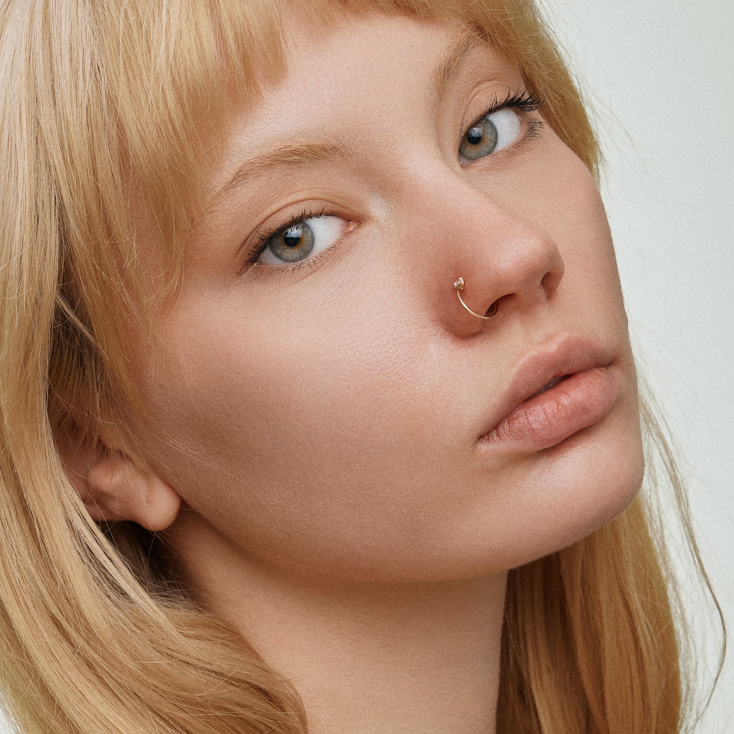 Gold Dipped CZ Solitaire Nose Hoop | Crystal Nose Ring