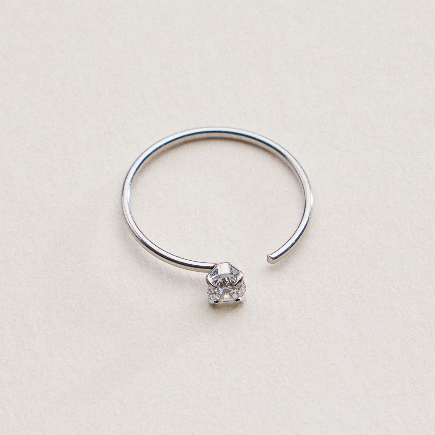 Gold Dipped CZ Solitaire Nose Hoop | Crystal Nose Ring