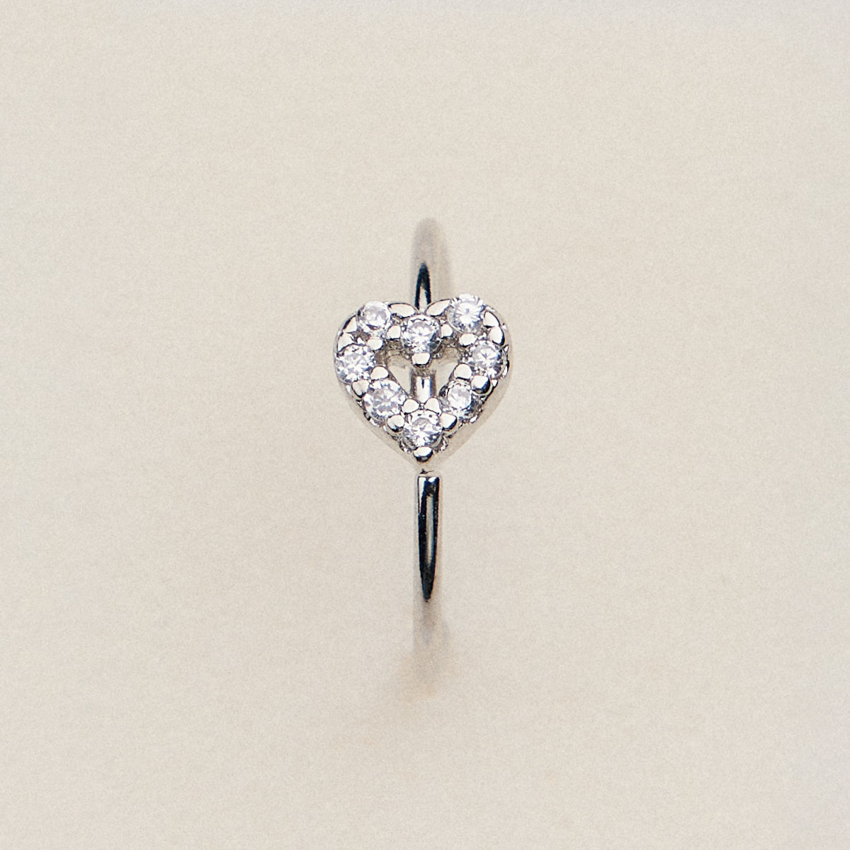 Gold Dipped CZ Heart Nose Hoop | Solitaire Heart Nose Ring