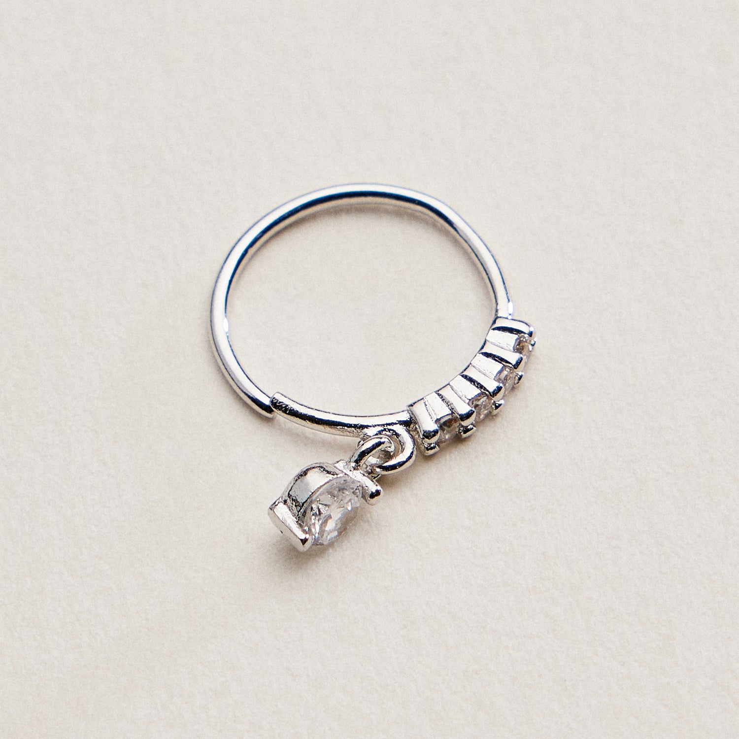 CZ Drop Charm Hinged | Nose Ring