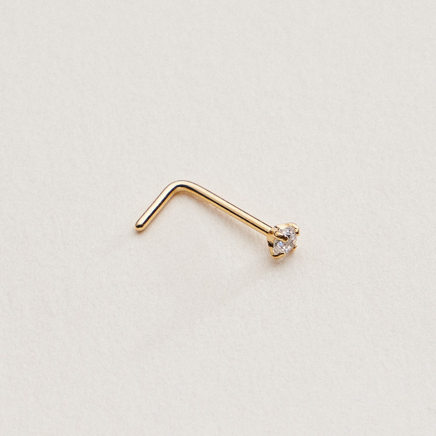Gold Dipped CZ Drop Nose Stud | Dainty Crystal Nose Ring