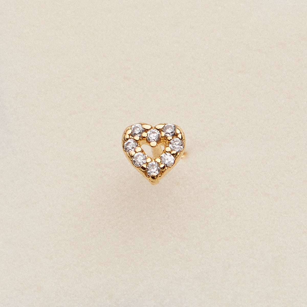 Gold Dipped CZ Heart Nose Stud | Crystal Heart Nose Ring