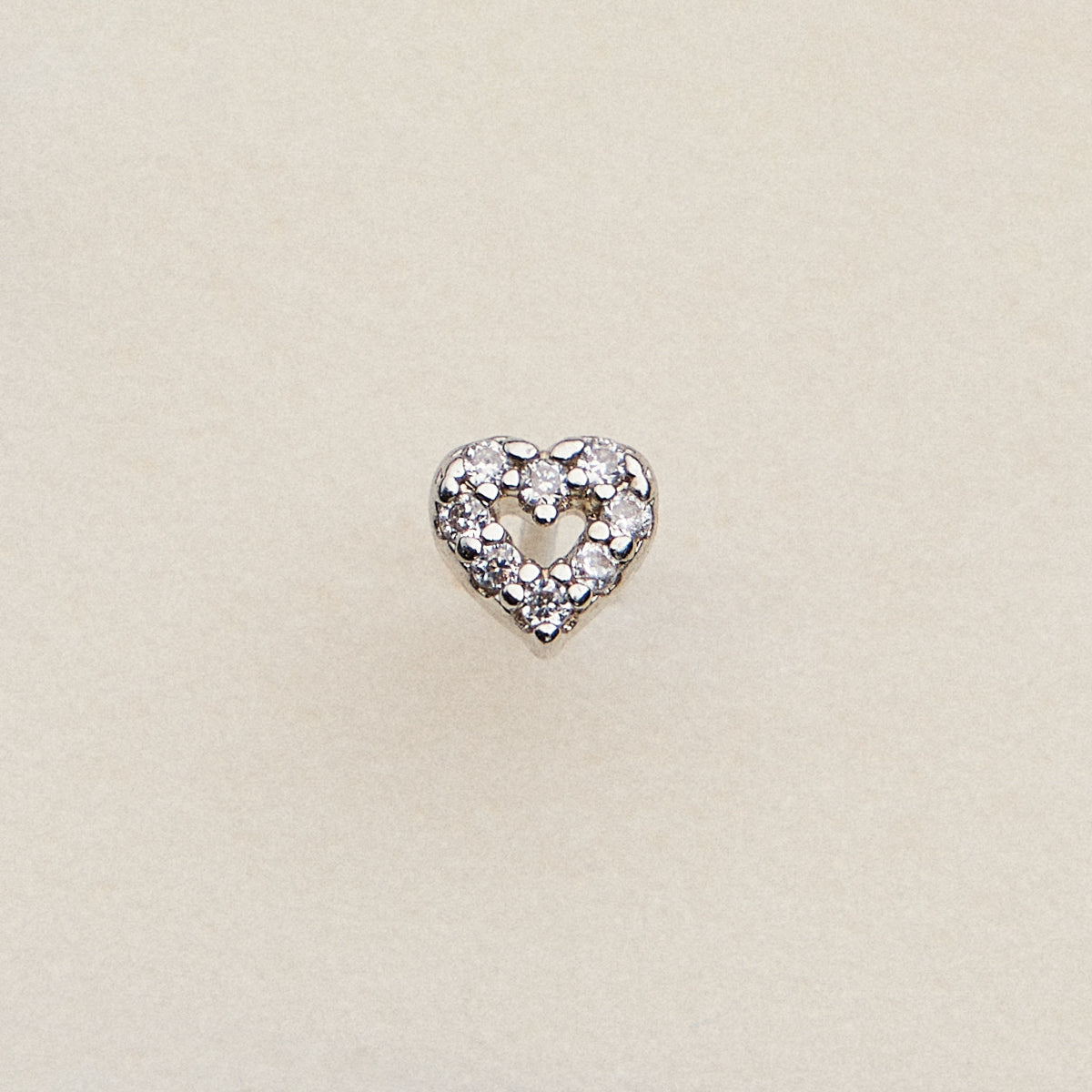 Gold Dipped CZ Heart Nose Stud | Crystal Heart Nose Ring
