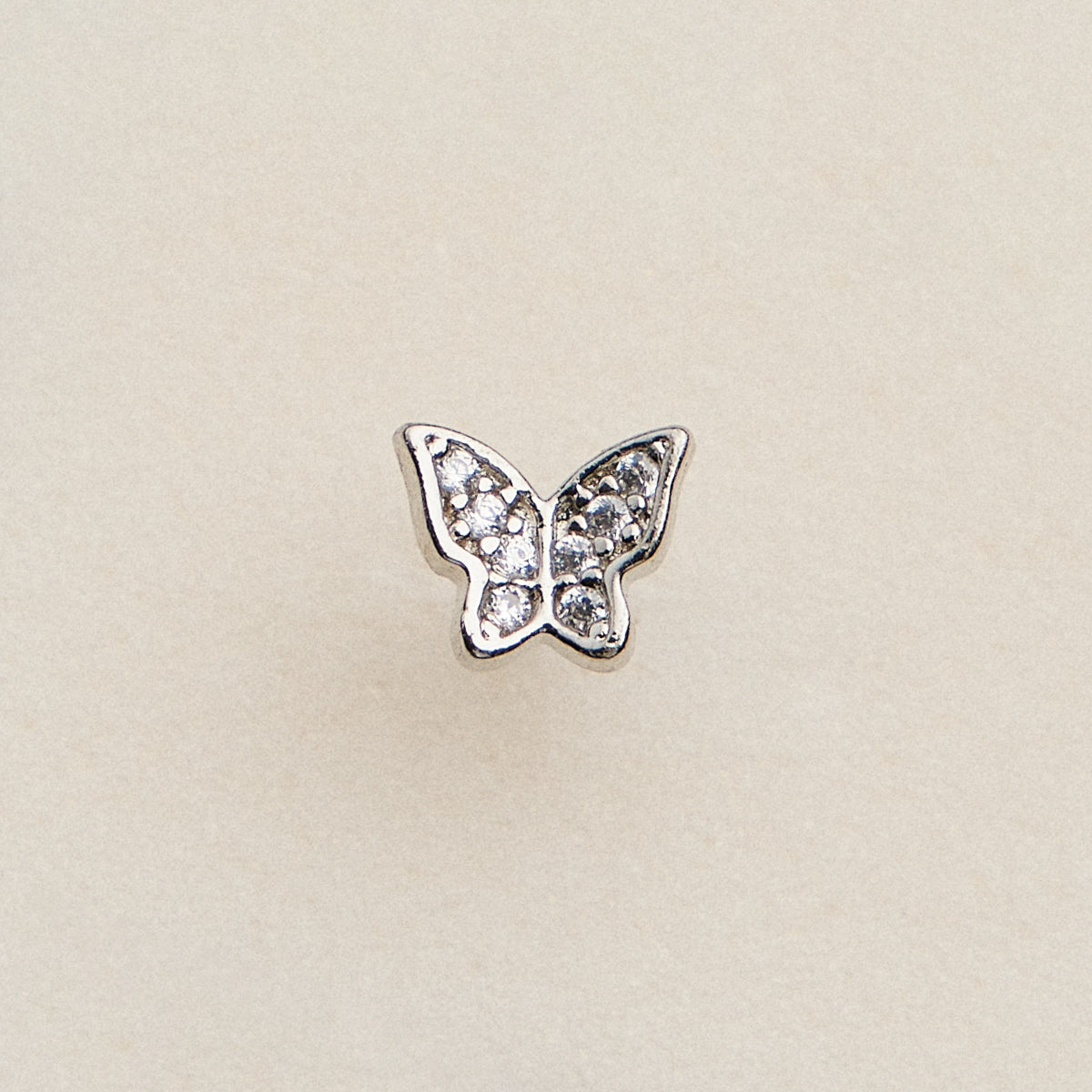 Gold Dipped CZ Butterfly Nose Stud | Open Wing Crystal Nose Ring
