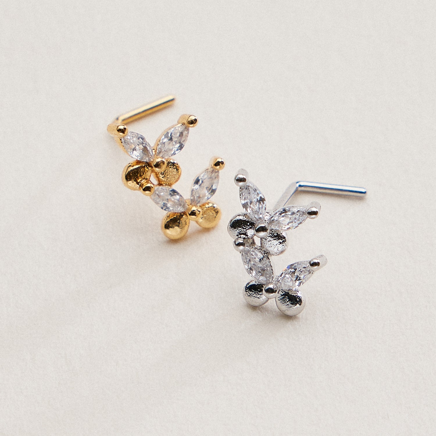 Double Floral Cluster | CZ Nose Stud