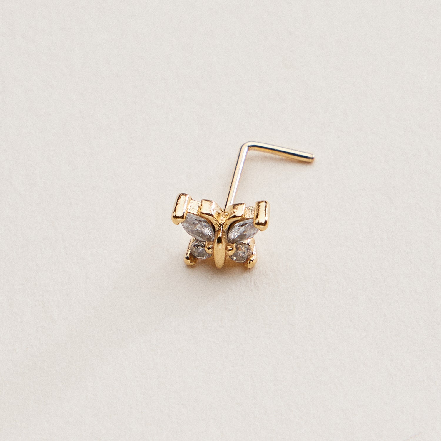 Gold Dipped CZ Butterfly Nose Stud | Crystal Nose Ring
