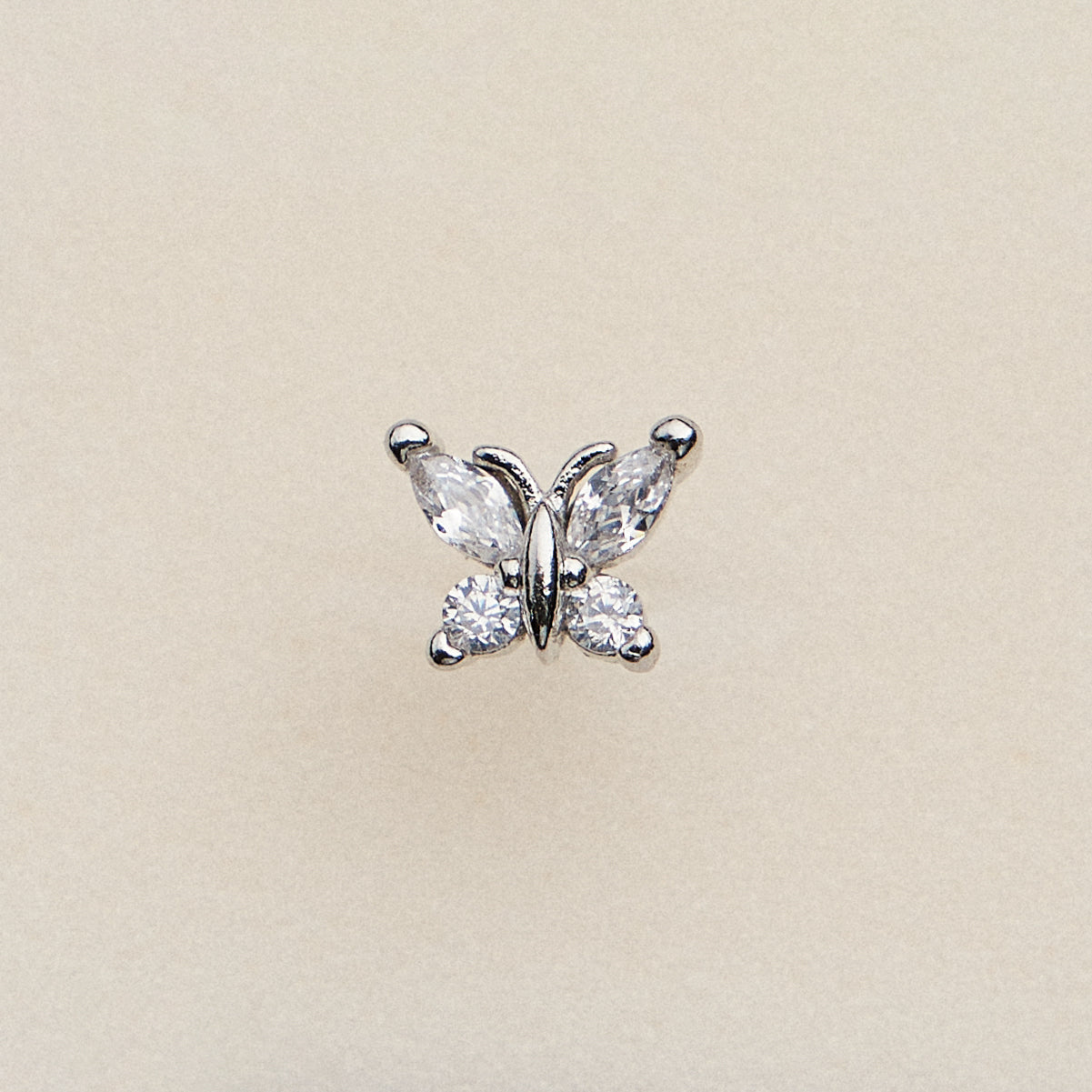 Gold Dipped CZ Butterfly Nose Stud | Crystal Nose Ring
