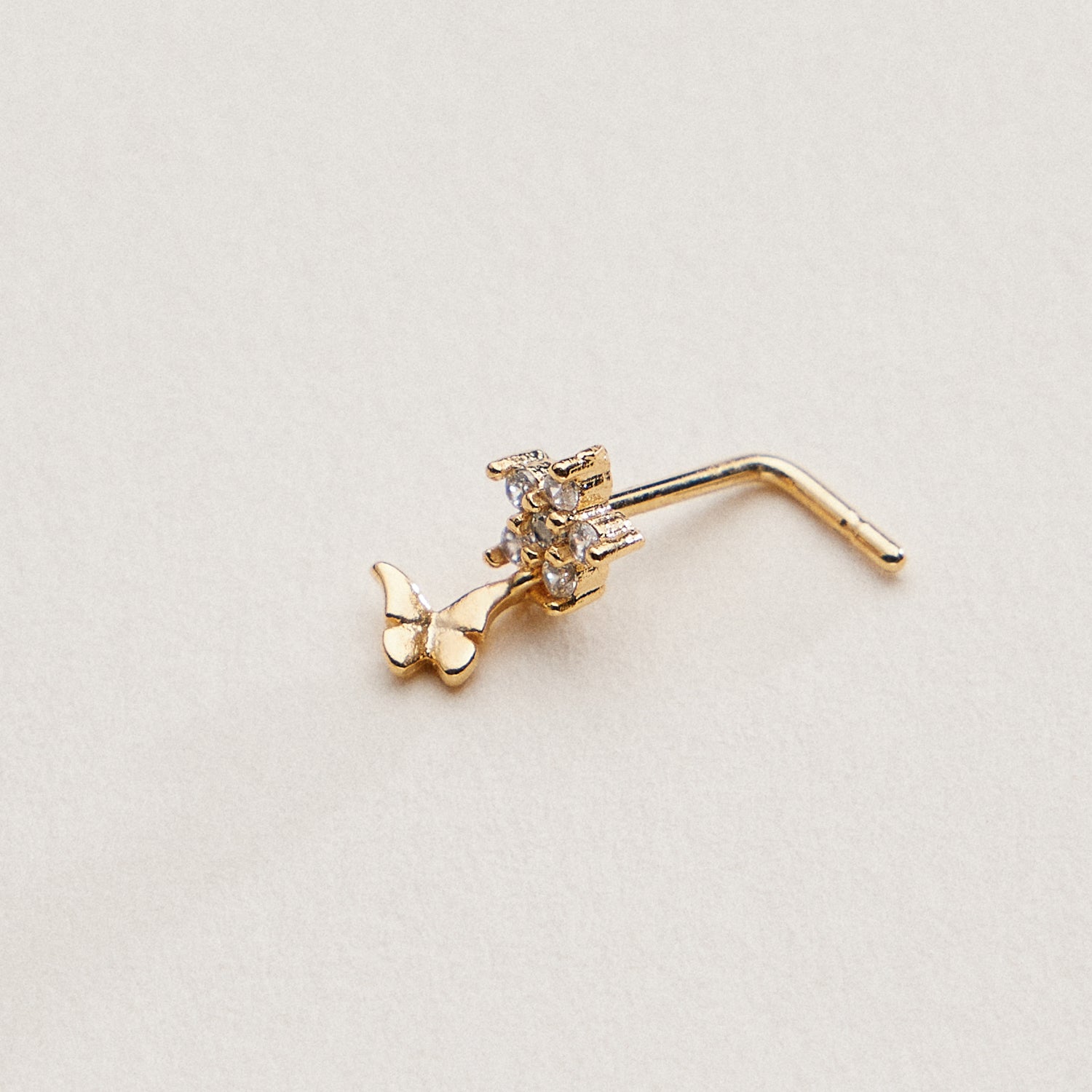 CZ Star Drop Butterfly | Nose Stud