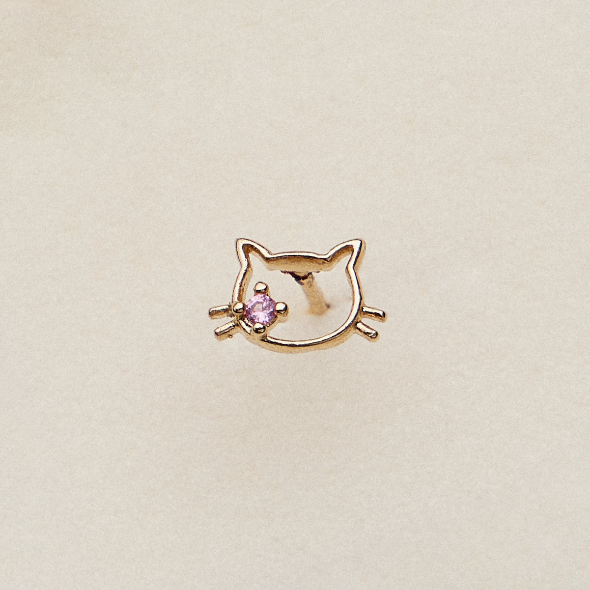Gold Dipped Cat Face Nose Stud | Animal Nose Ring