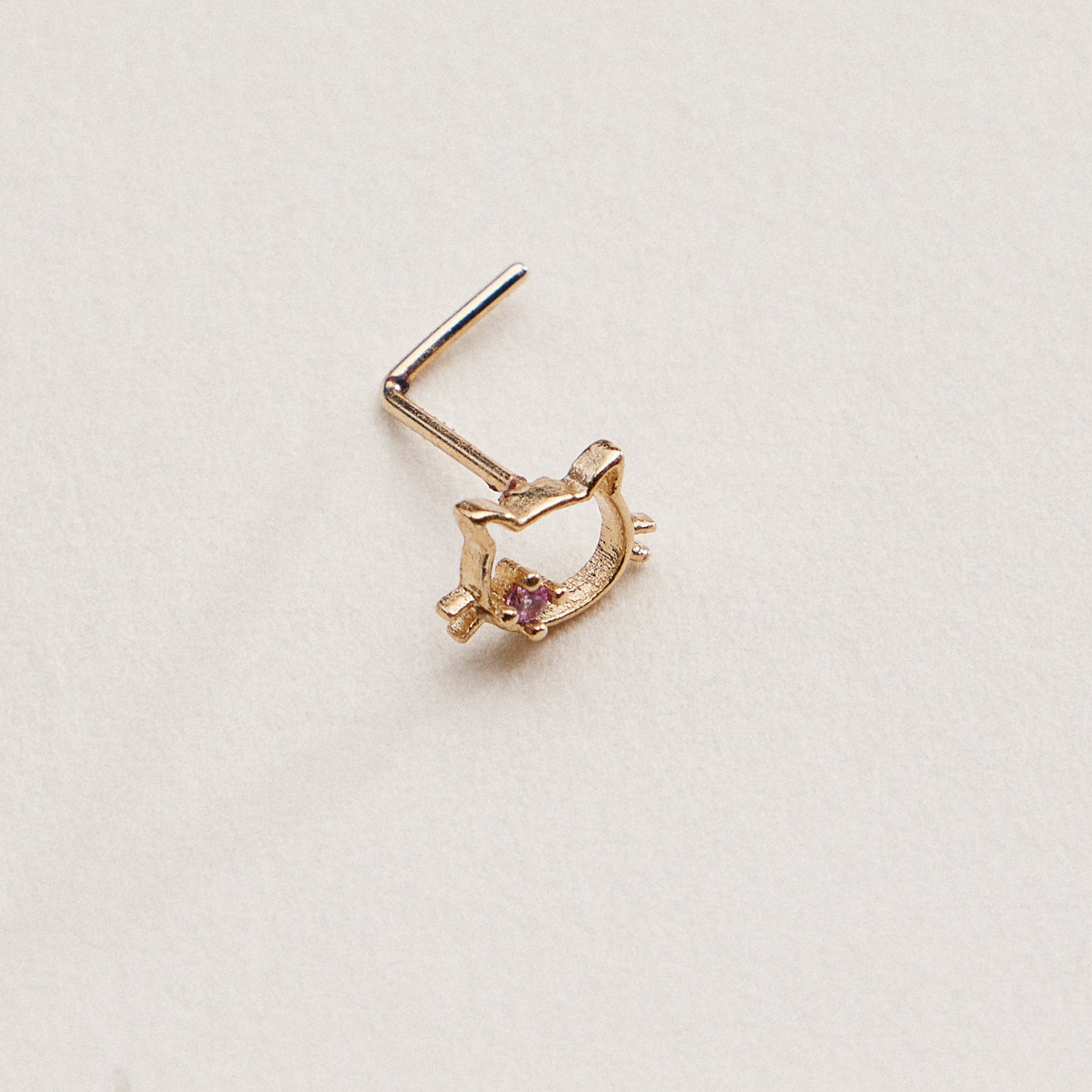 Gold Dipped Cat Face Nose Stud | Animal Nose Ring