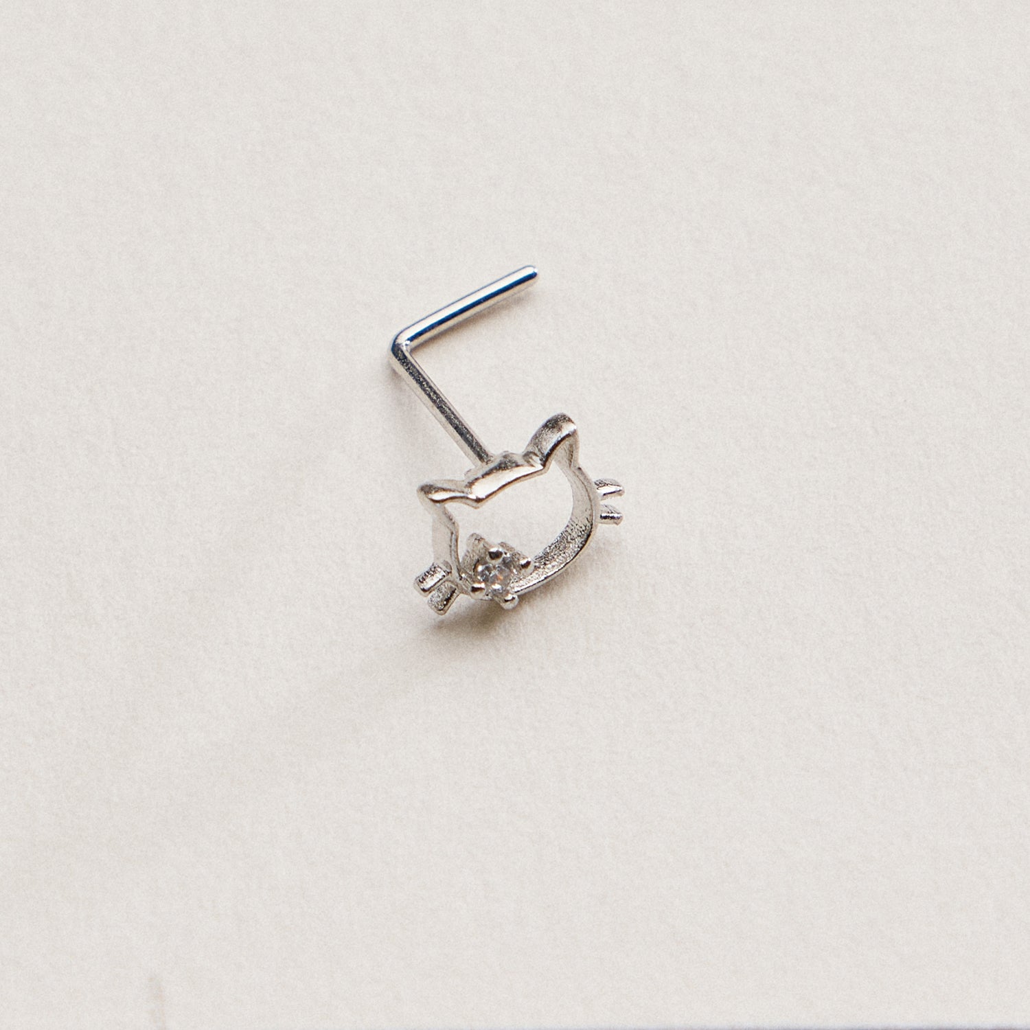 Gold Dipped Cat Face Nose Stud | Animal Nose Ring