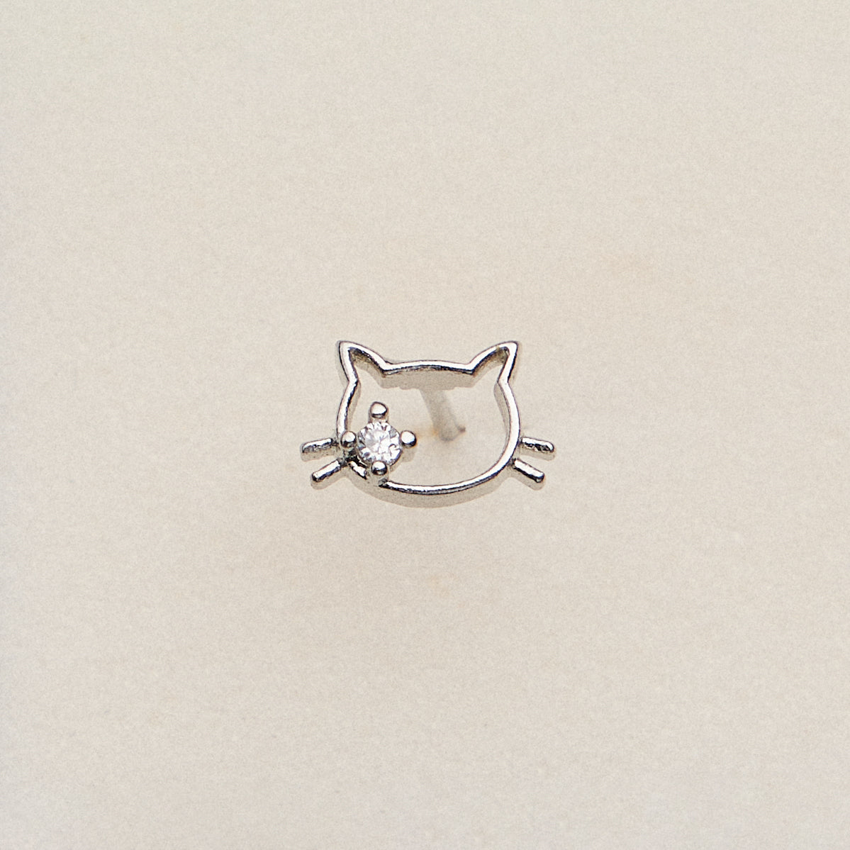 Gold Dipped Cat Face Nose Stud | Animal Nose Ring