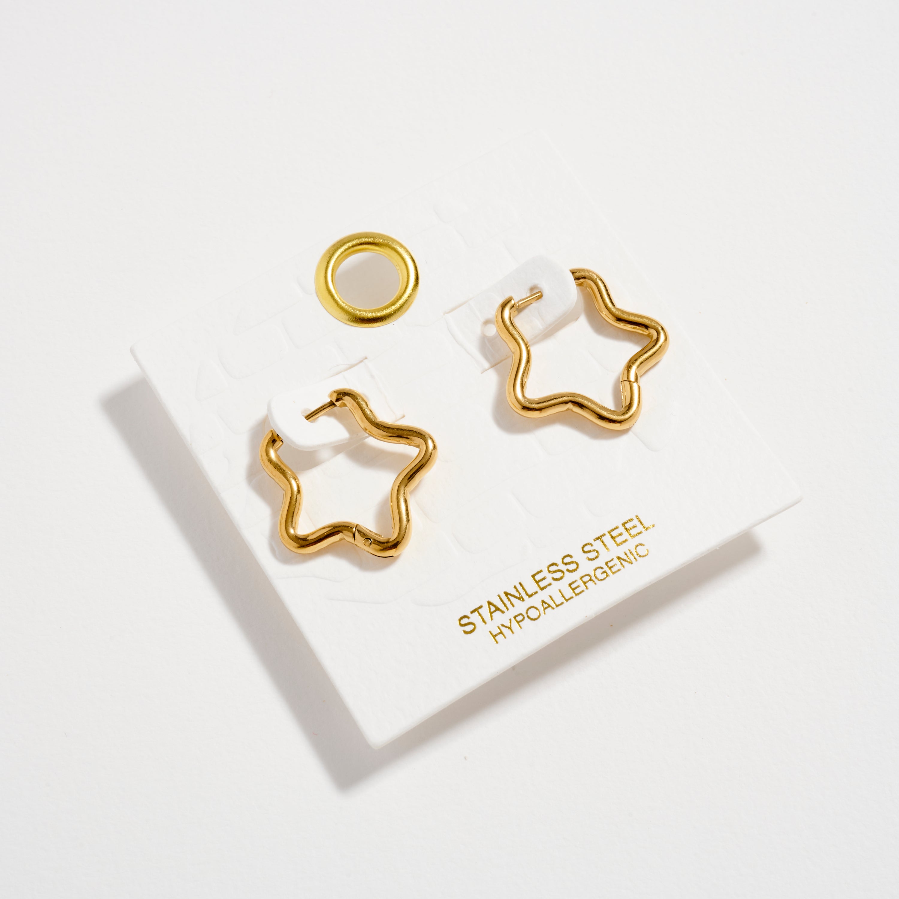 Stainless Steel Star Outline Hoop Earrings – Hypoallergenic & Tarnish Free