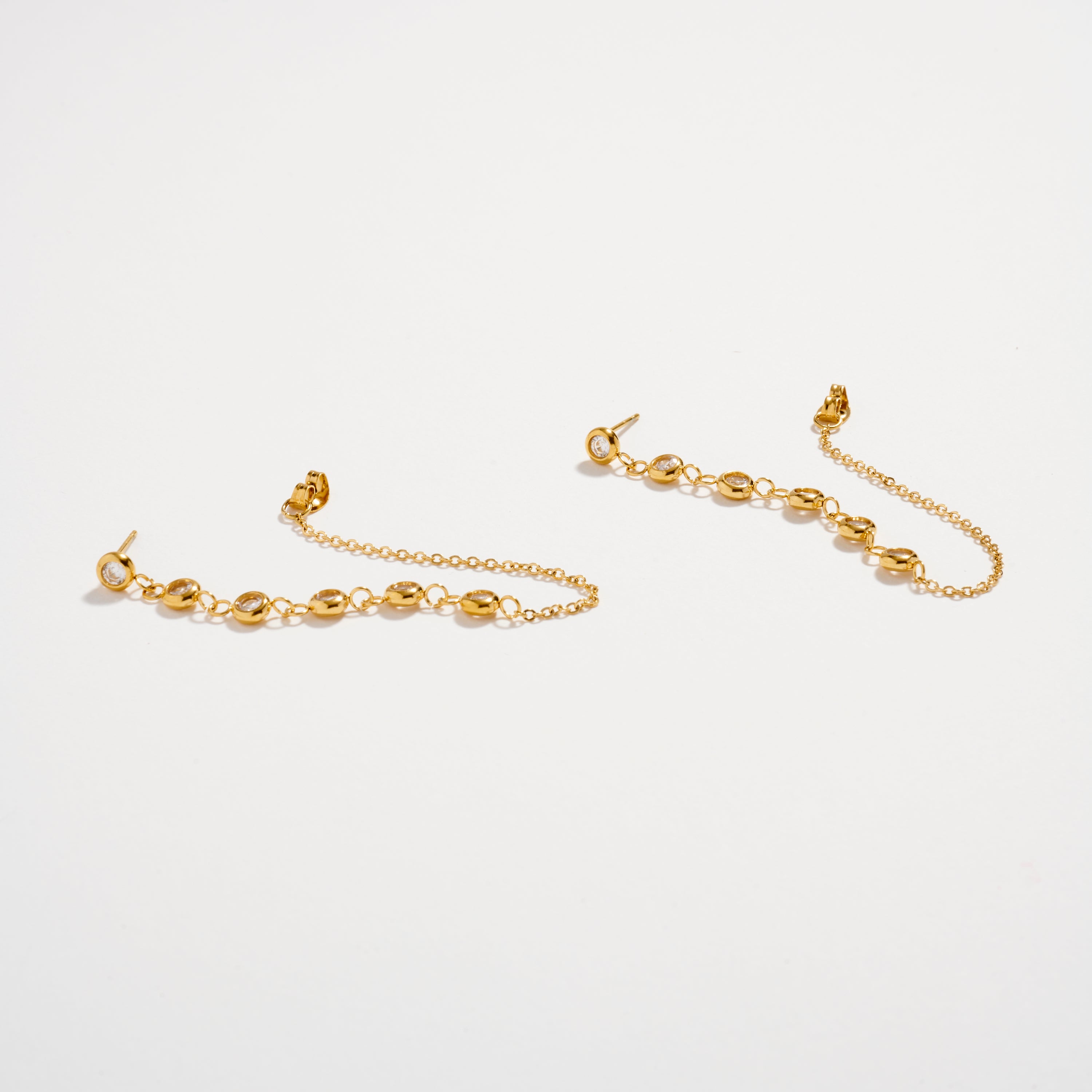 Stainless Steel CZ Chain Drop Earrings – Hypoallergenic & Tarnish Free