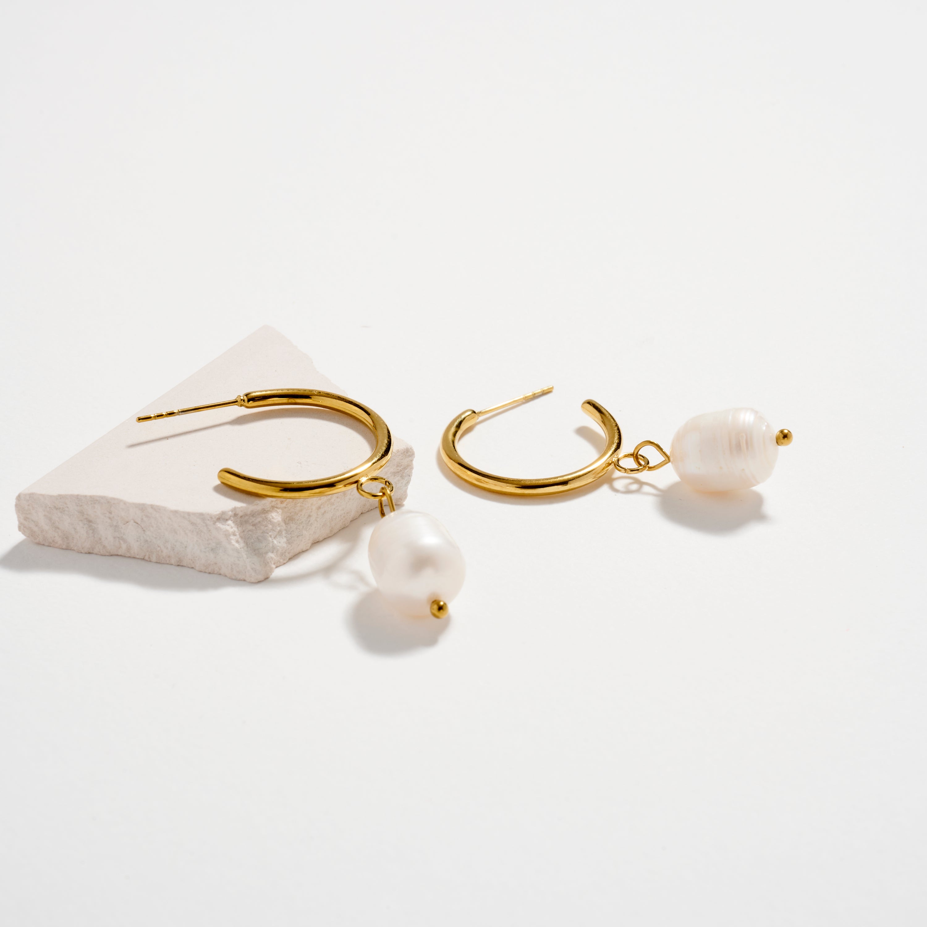 Stainless Steel Pearl Drop Hoop Earrings – Hypoallergenic & Tarnish Free