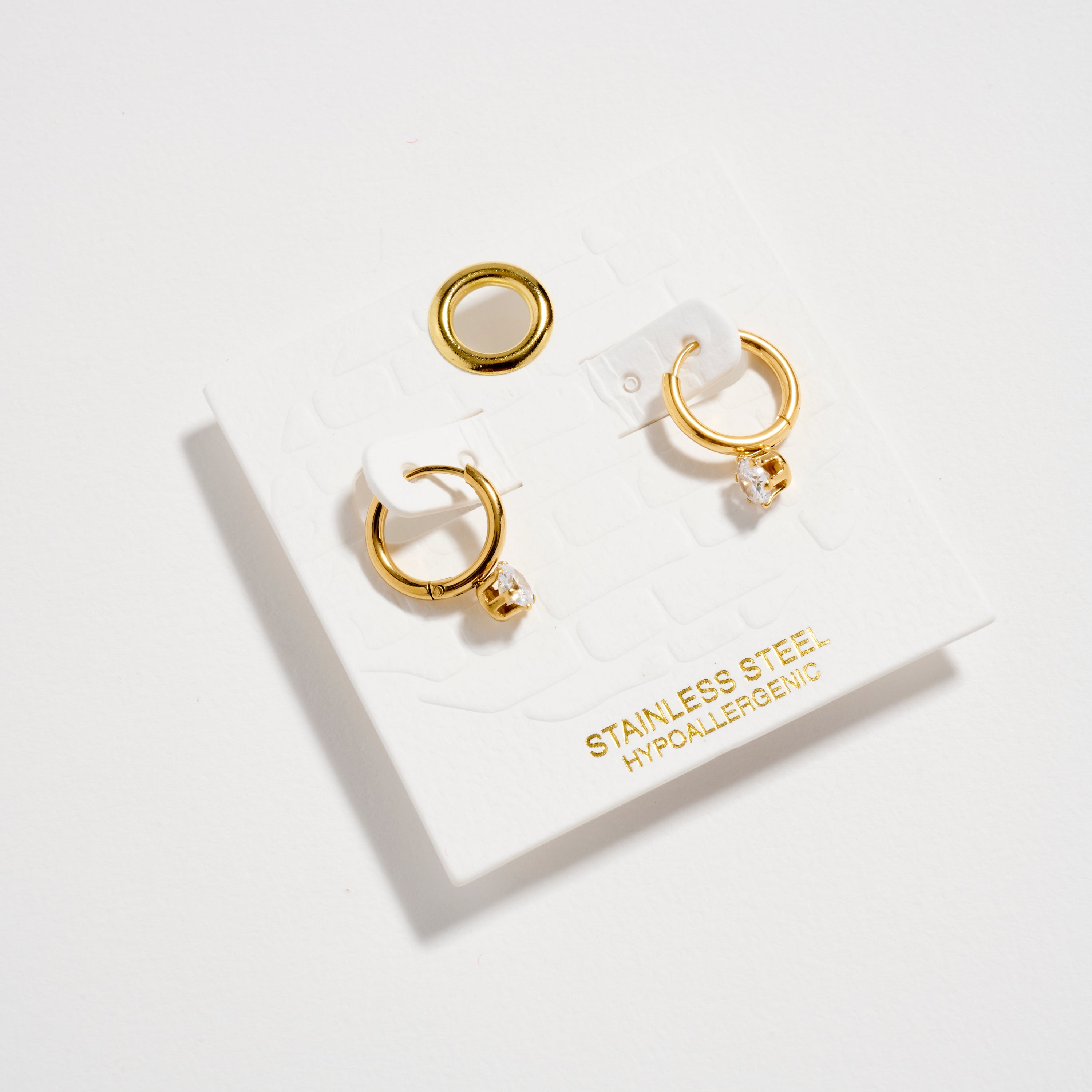 Stainless Steel CZ Drop Hoop Earrings – Hypoallergenic & Tarnish Free