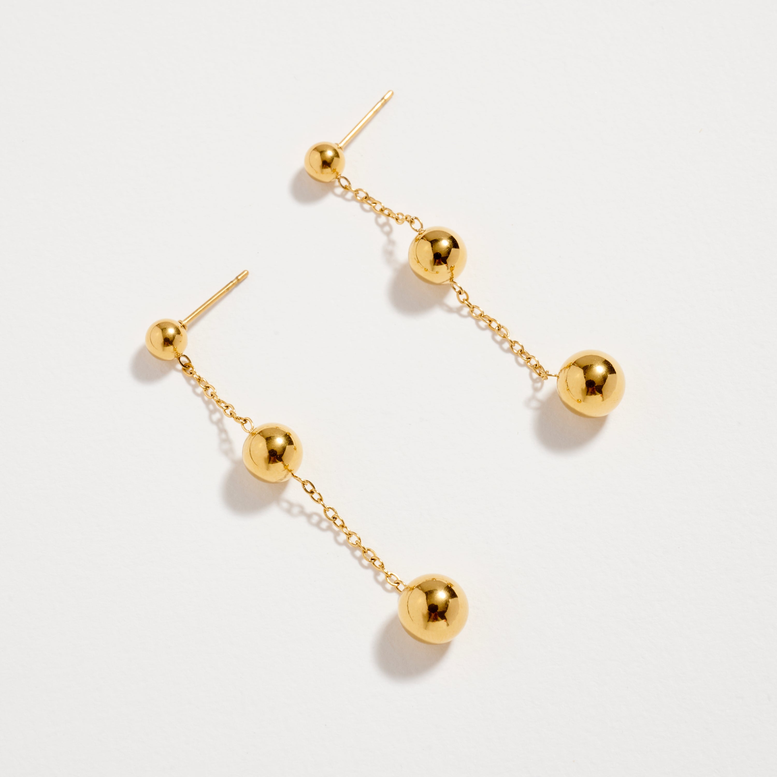 Stainless Steel Triple Ball Drop Earrings – Hypoallergenic & Tarnish Free