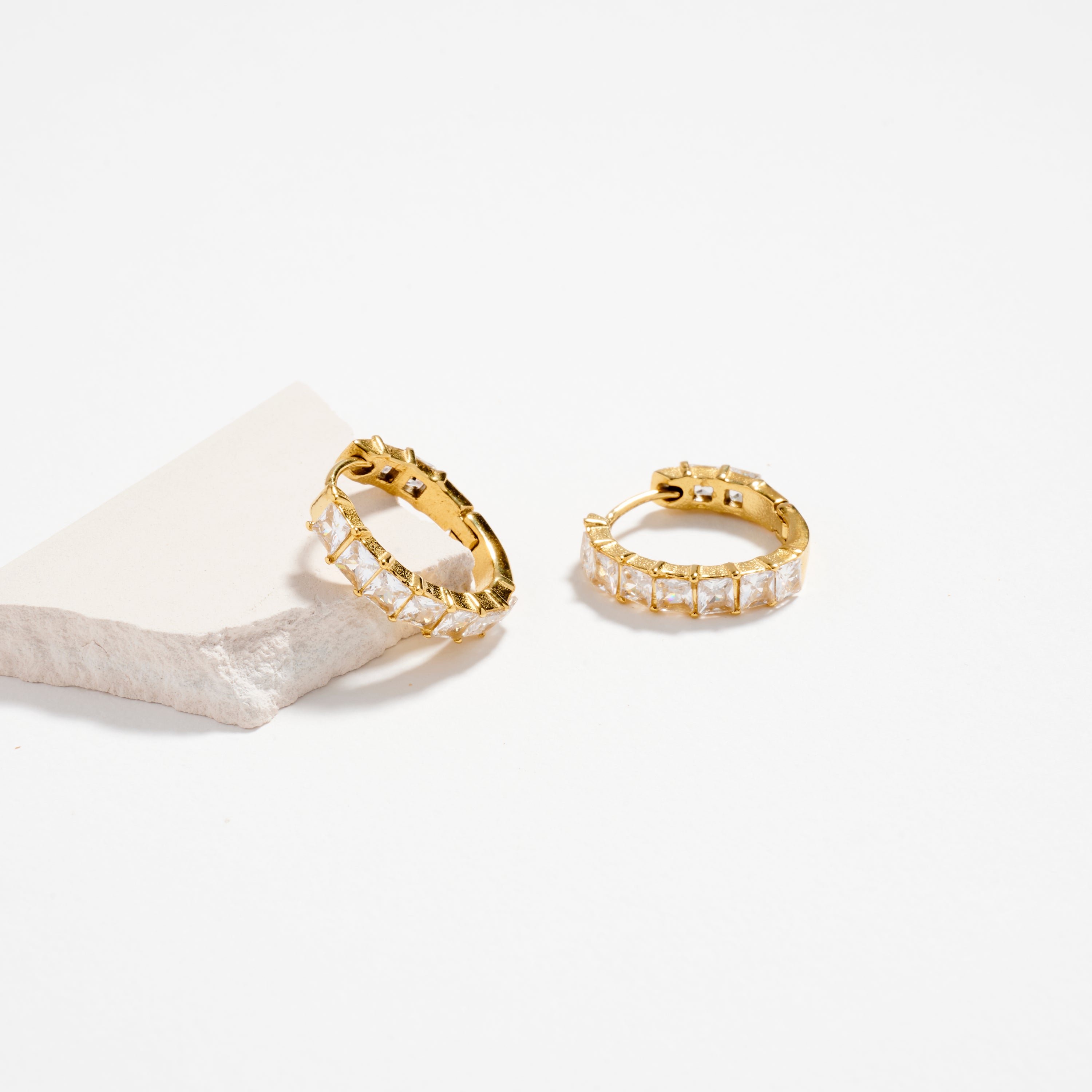 Stainless Steel Square CZ Hoop Earrings – Hypoallergenic & Tarnish Free