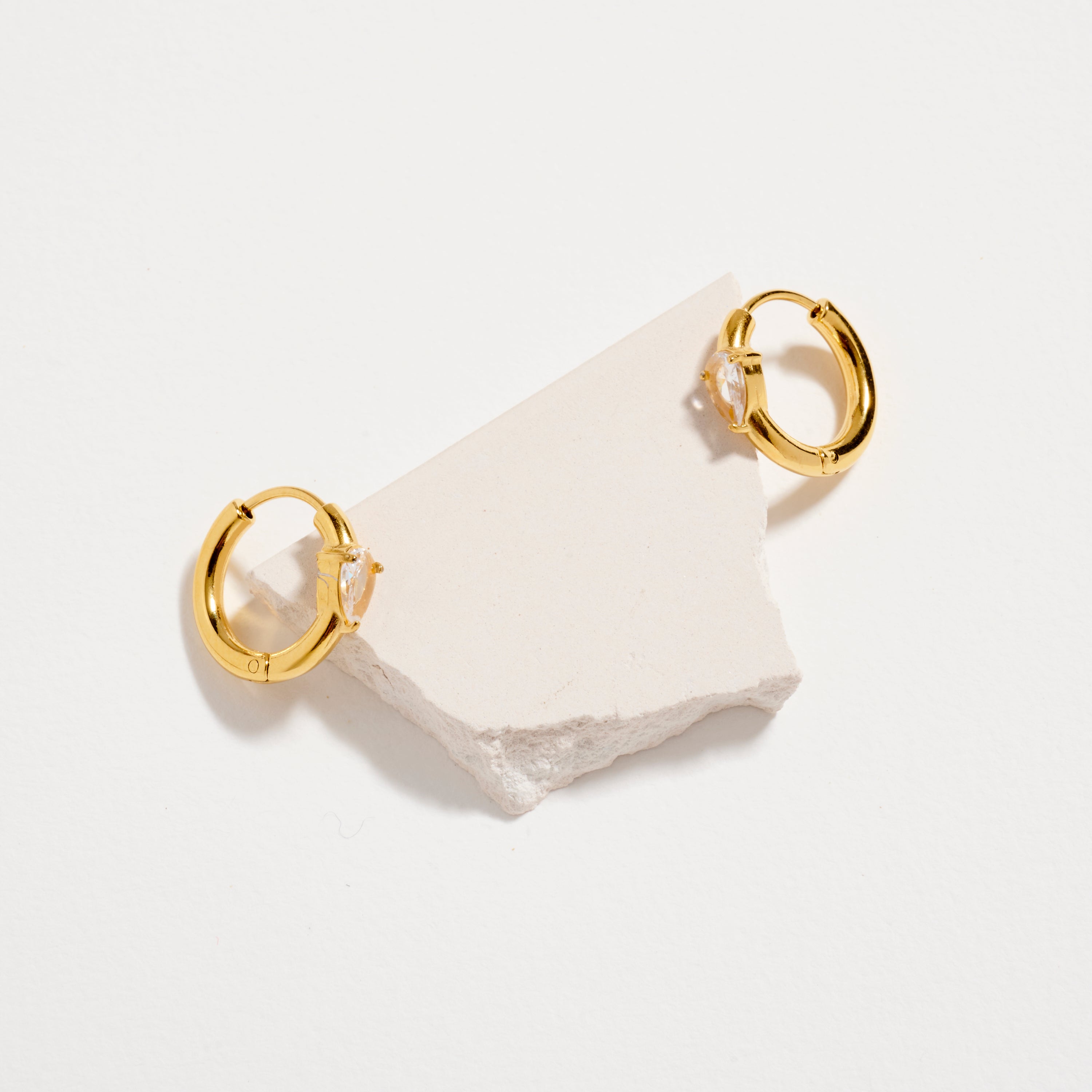 Stainless Steel CZ Stone Hoop Earrings – Hypoallergenic & Tarnish Free (3 Shapes)