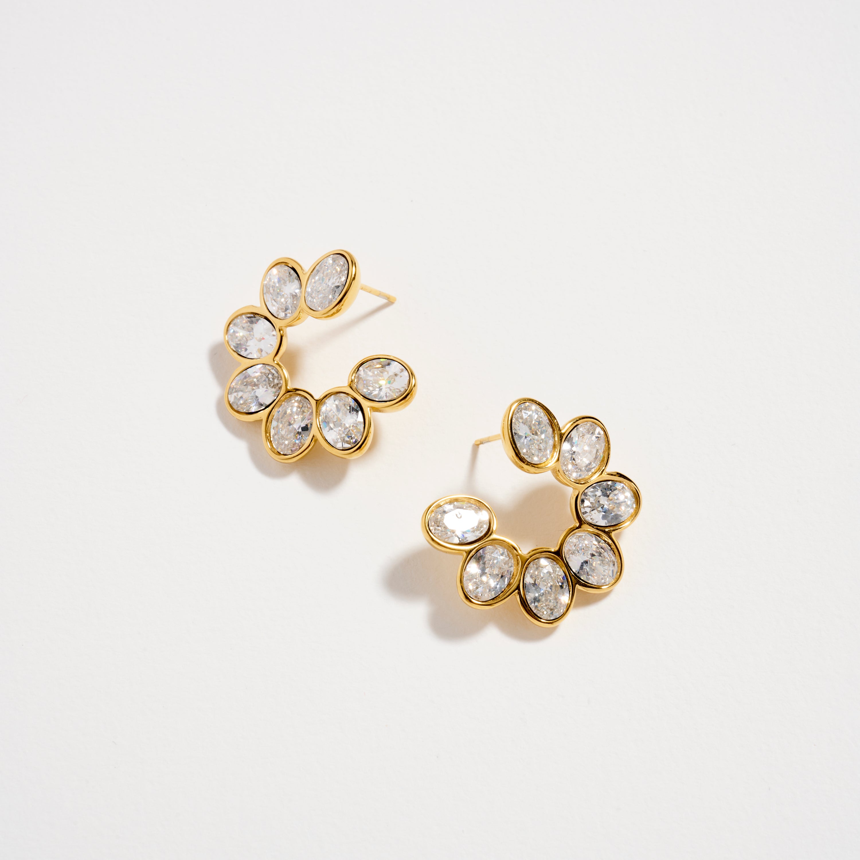 Stainless Steel Marquise CZ Cluster Hoop Earrings – Hypoallergenic & Tarnish Free