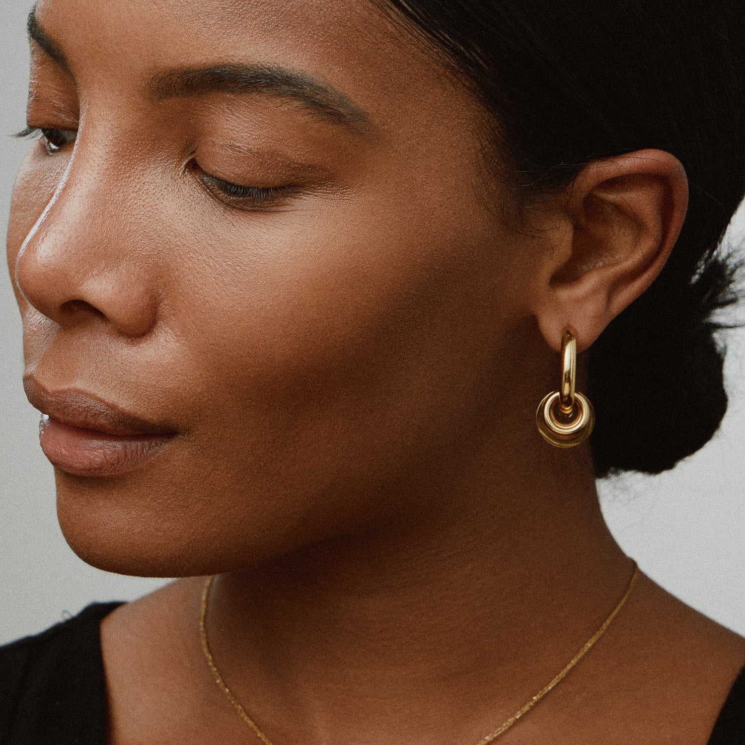 Stainless Steel Interlocking Hoop Earrings – Two Tone / Gold