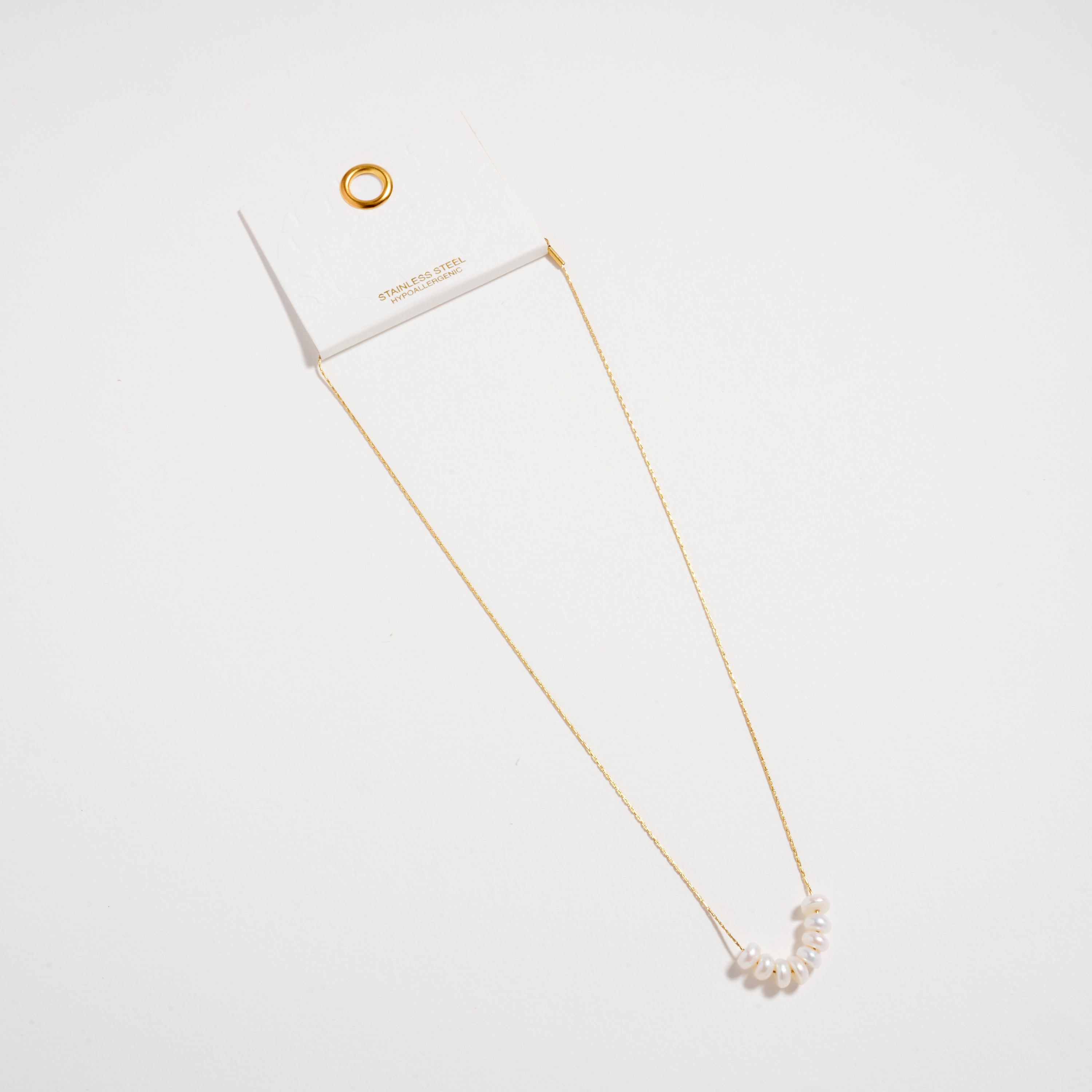 Gold Pearl Bar Necklace – Dainty Freshwater Pendant