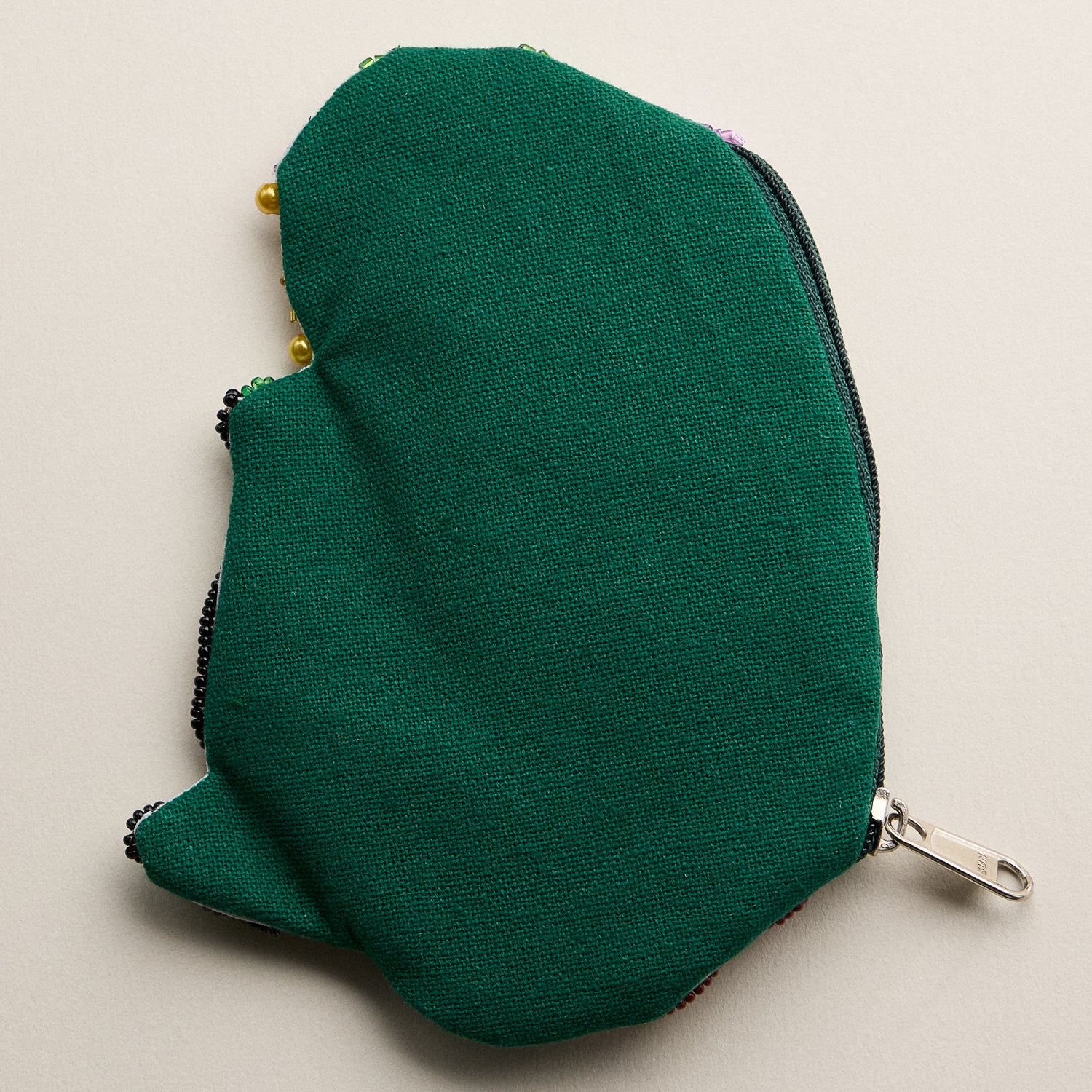 Hand-Beaded Jazz Gator Coin Purse – Mardi Gras Colors Green Purple Gold