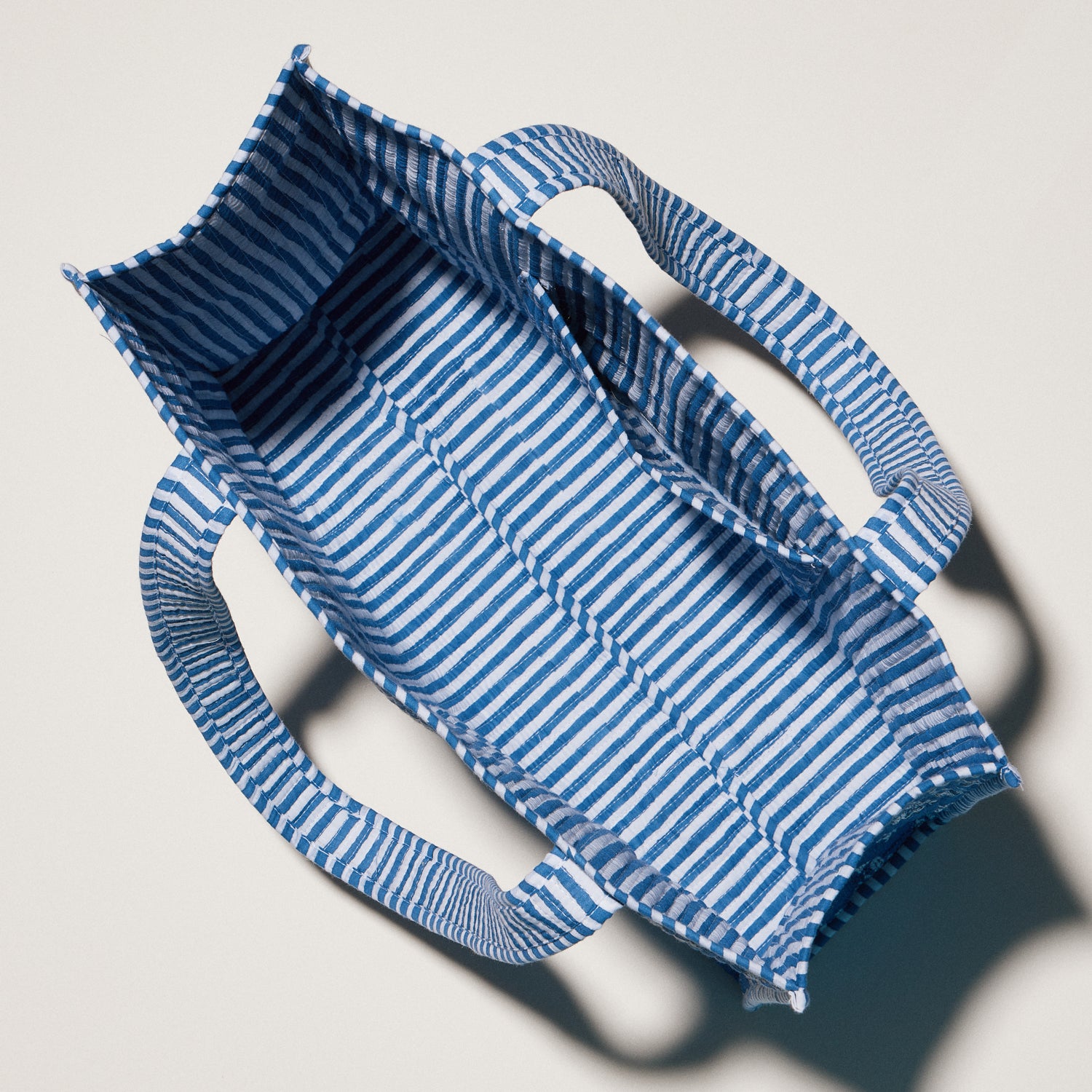 Blue Indian Quilted Tote Bag | Large Handmade Block Print Cotton Carryall
