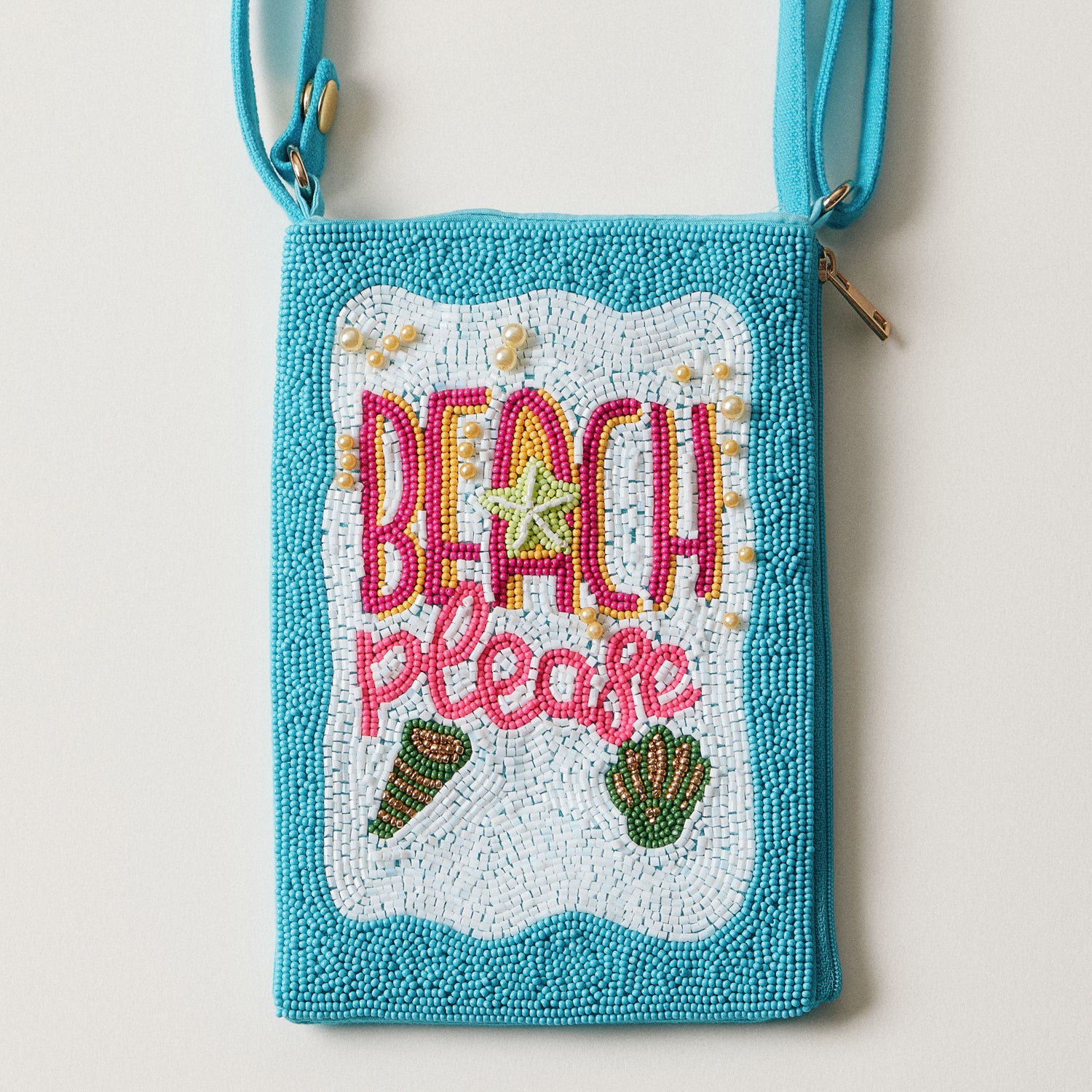 Seed Beaded Tropical Crossbody Phone Bag | Multifunctional Zipper Bag