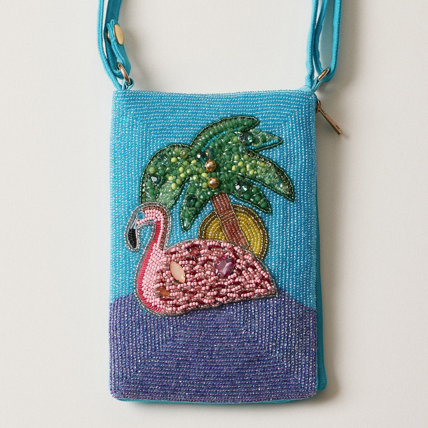 Seed Beaded Tropical Crossbody Phone Bag | Multifunctional Zipper Bag