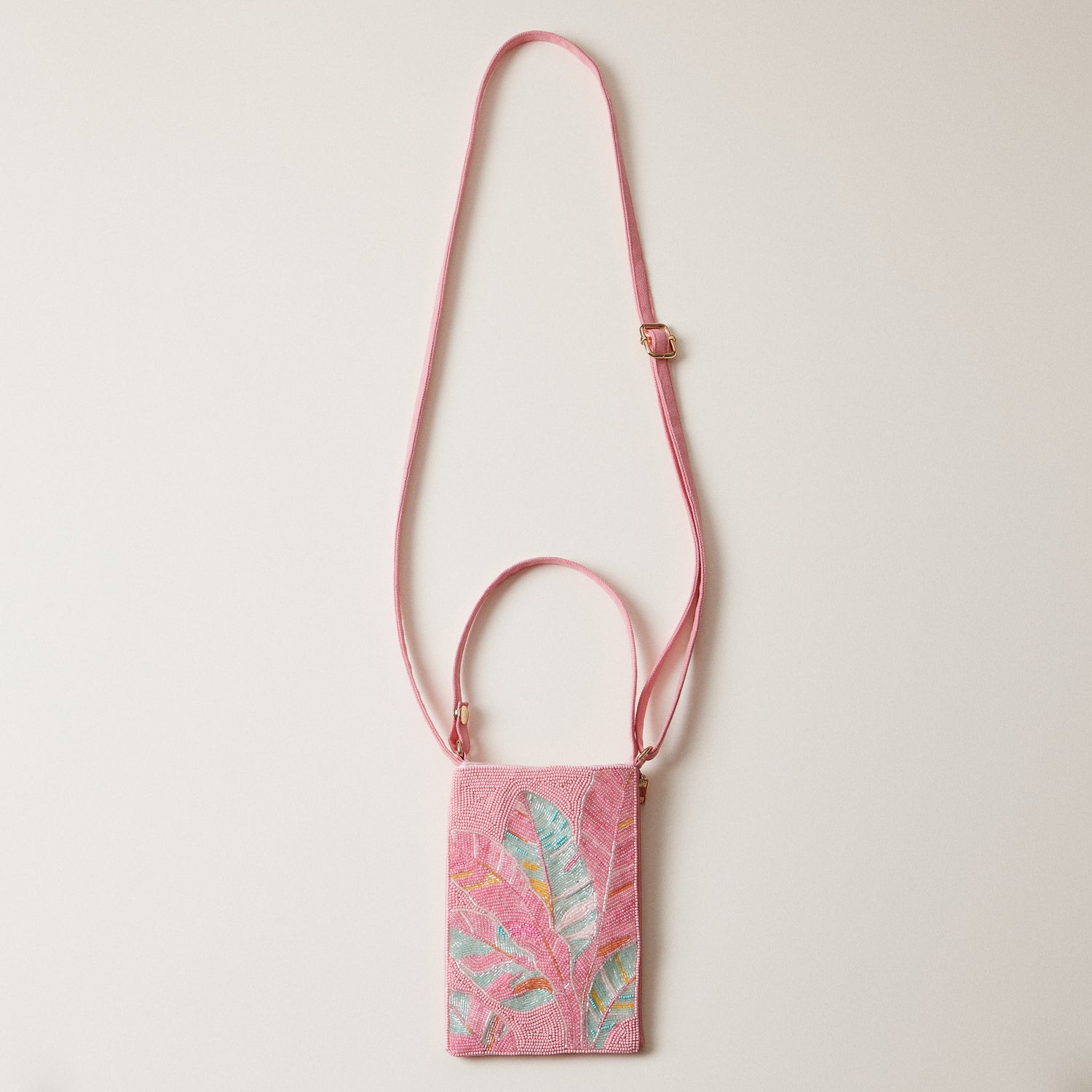 Seed Beaded Tropical Crossbody Phone Bag | Multifunctional Zipper Bag