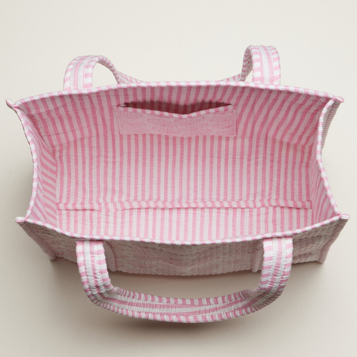Pink Seashell Indian Quilted Tote Bag | Medium Handmade Block Print Cotton Bag
