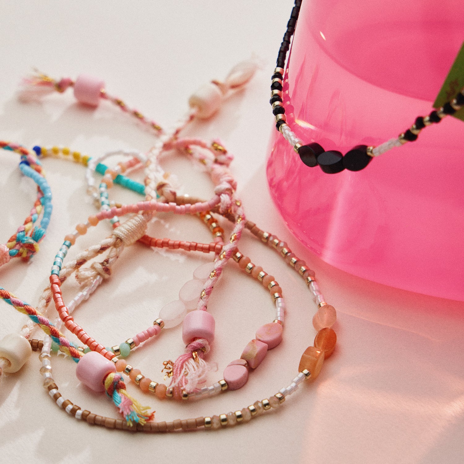 Beaded Adjustable Cord Anklet | Minimal Style