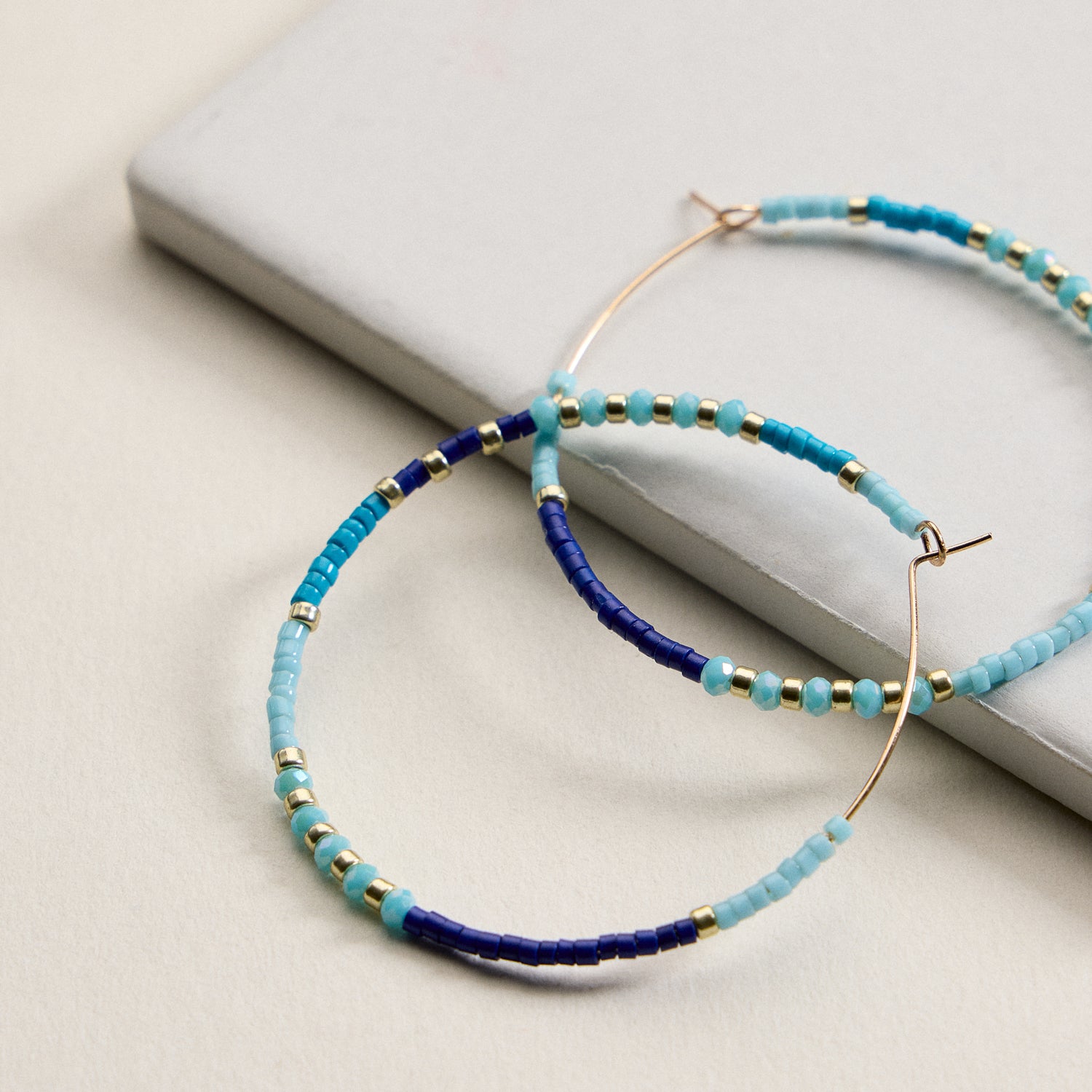 Boho Seed Bead Hoop Earrings | Gold Accent