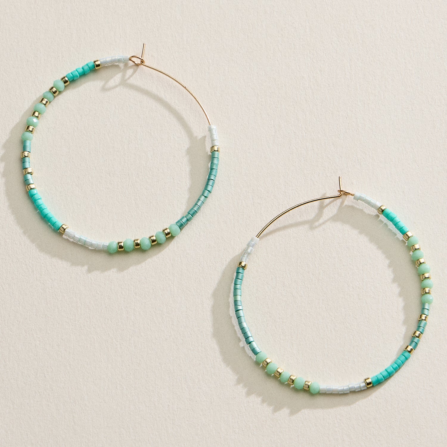 Boho Seed Bead Hoop Earrings | Gold Accent