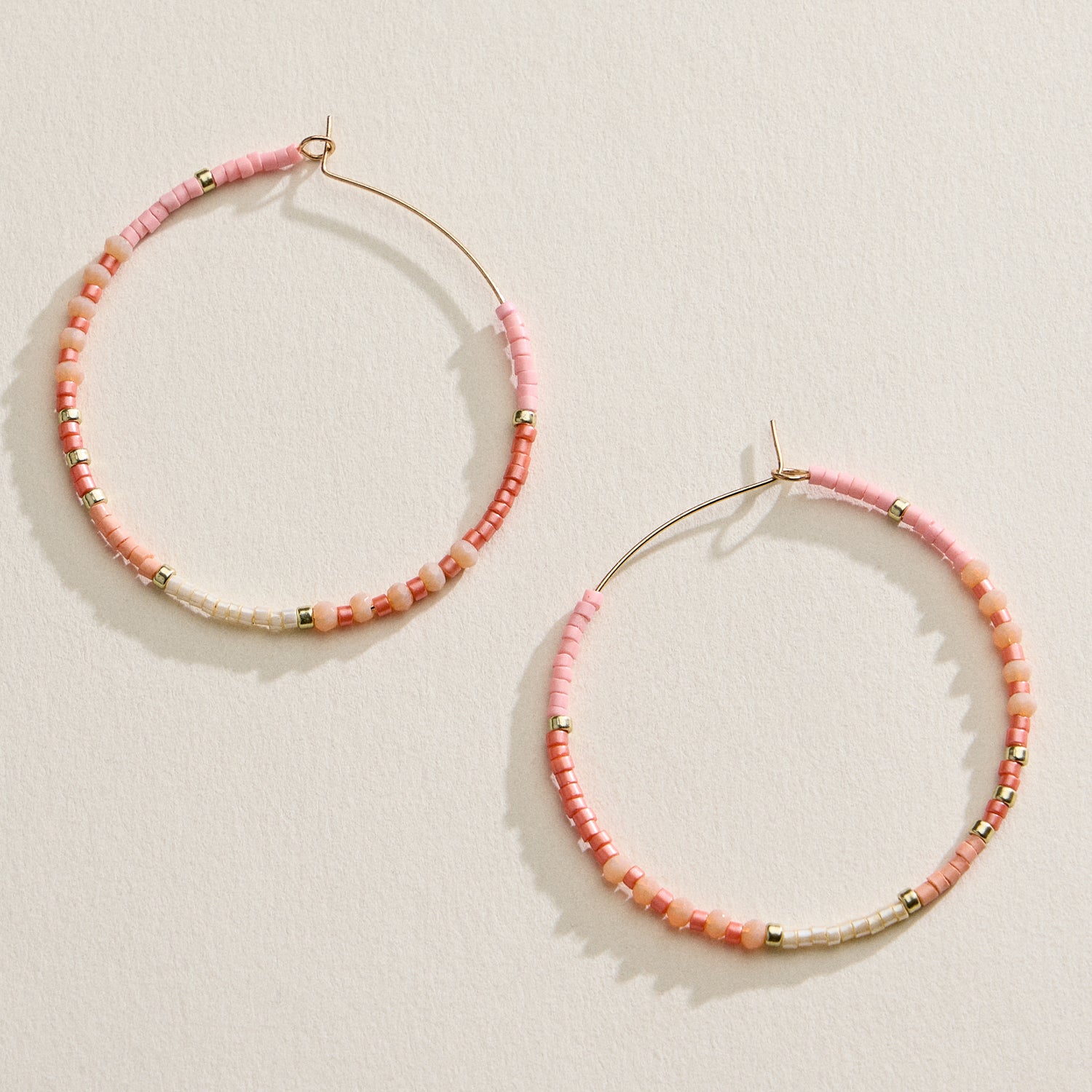 Boho Seed Bead Hoop Earrings | Gold Accent