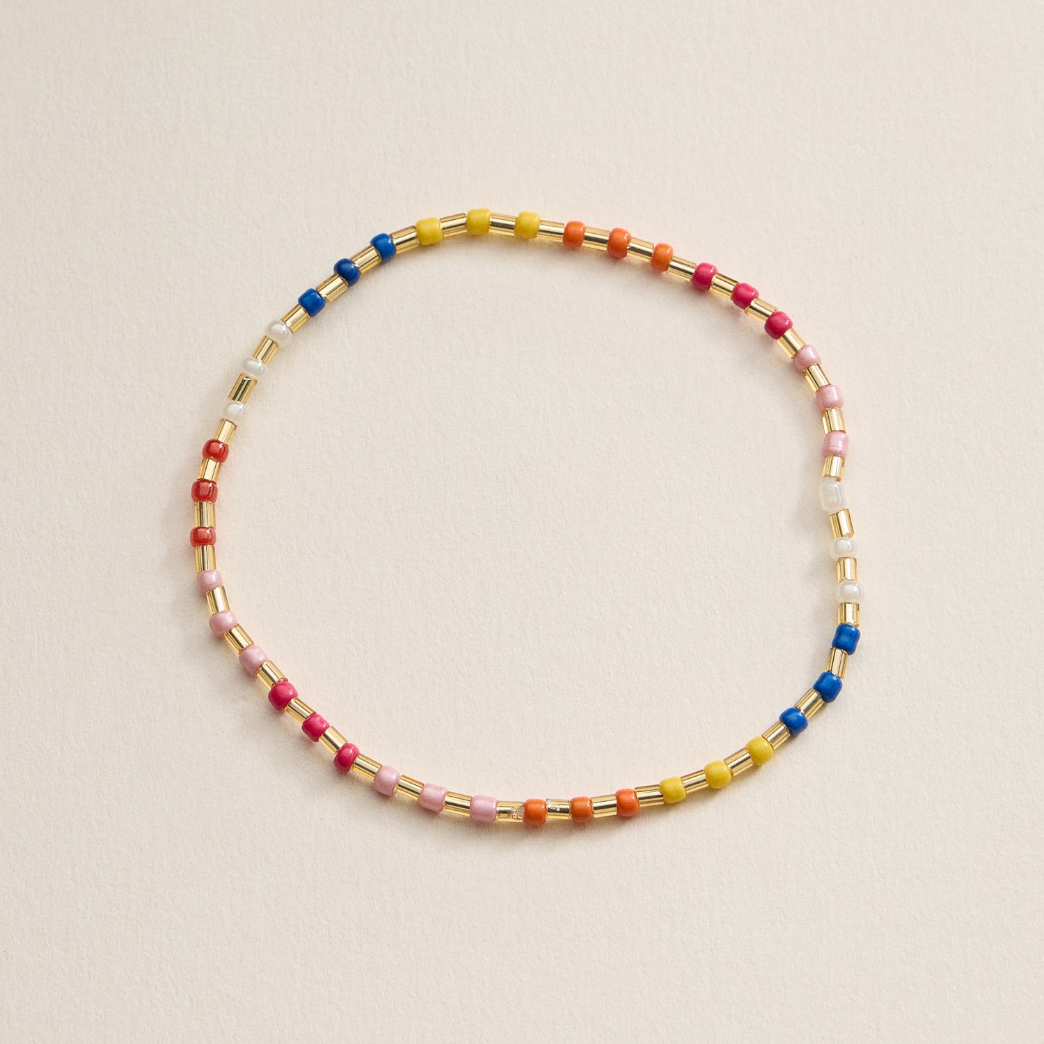 Beaded Heart Charm Stretch Bracelet Set – 3-Piece Layered Stack with Gold Accents