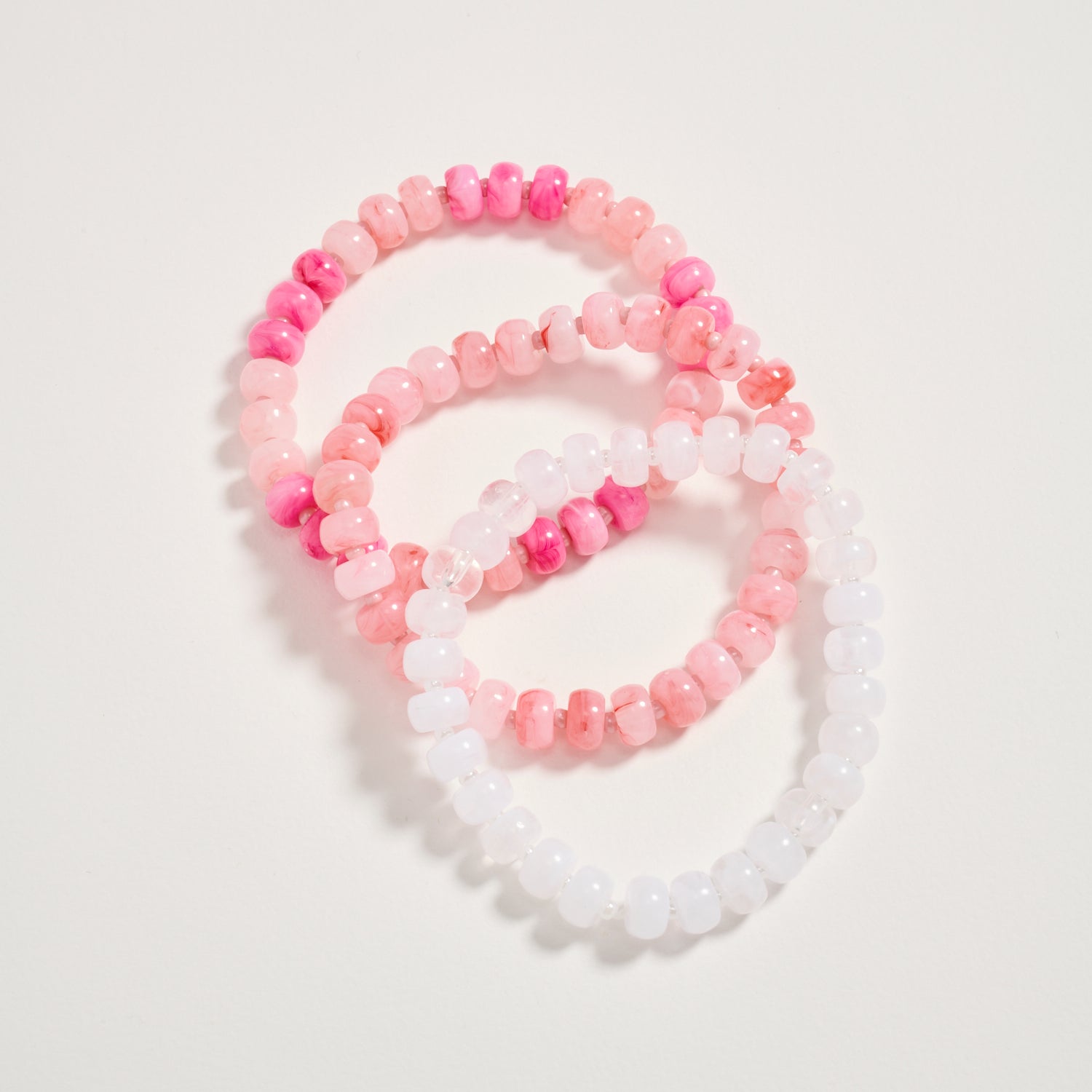 Triple Stack Stretch Bead Bracelet Set – Tumbled Stone Look Disc Beads, Colorful Layered Elastic Bracelets for Women - Frem
