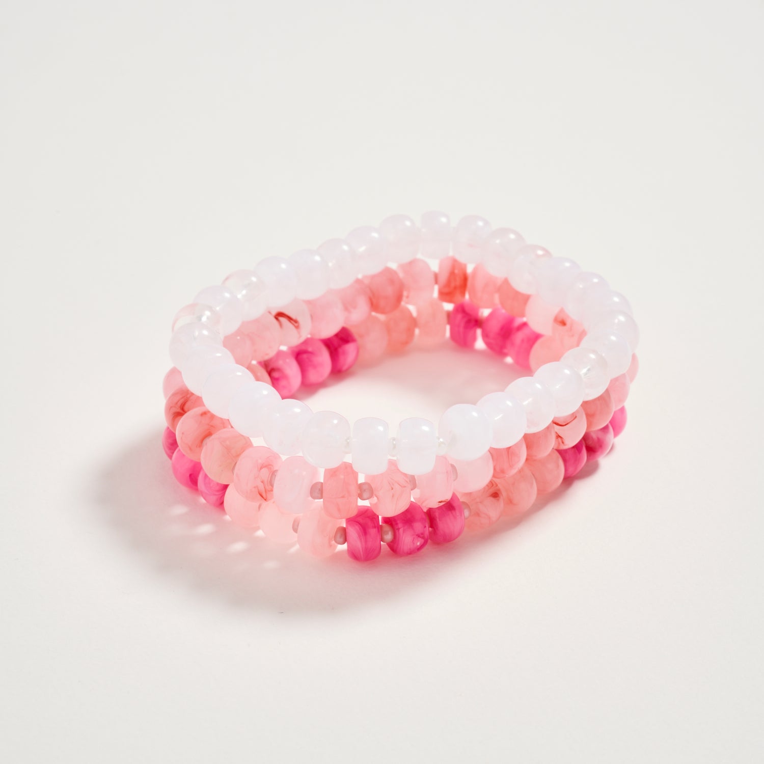 Triple Stack Stretch Bead Bracelet Set – Tumbled Stone Look Disc Beads, Colorful Layered Elastic Bracelets for Women - Frem