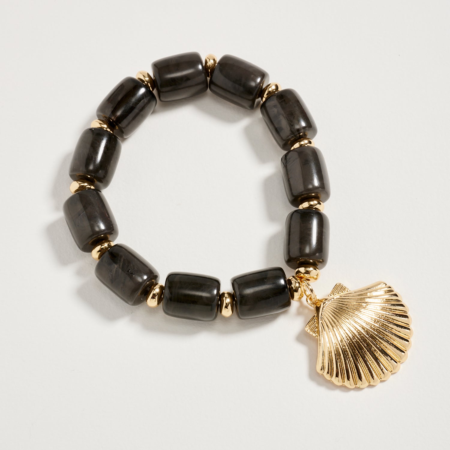 Gold Seashell Charm Beaded Bracelet – Colorful Stretch Bracelet for Women, Summer Beach Jewelry - Frem